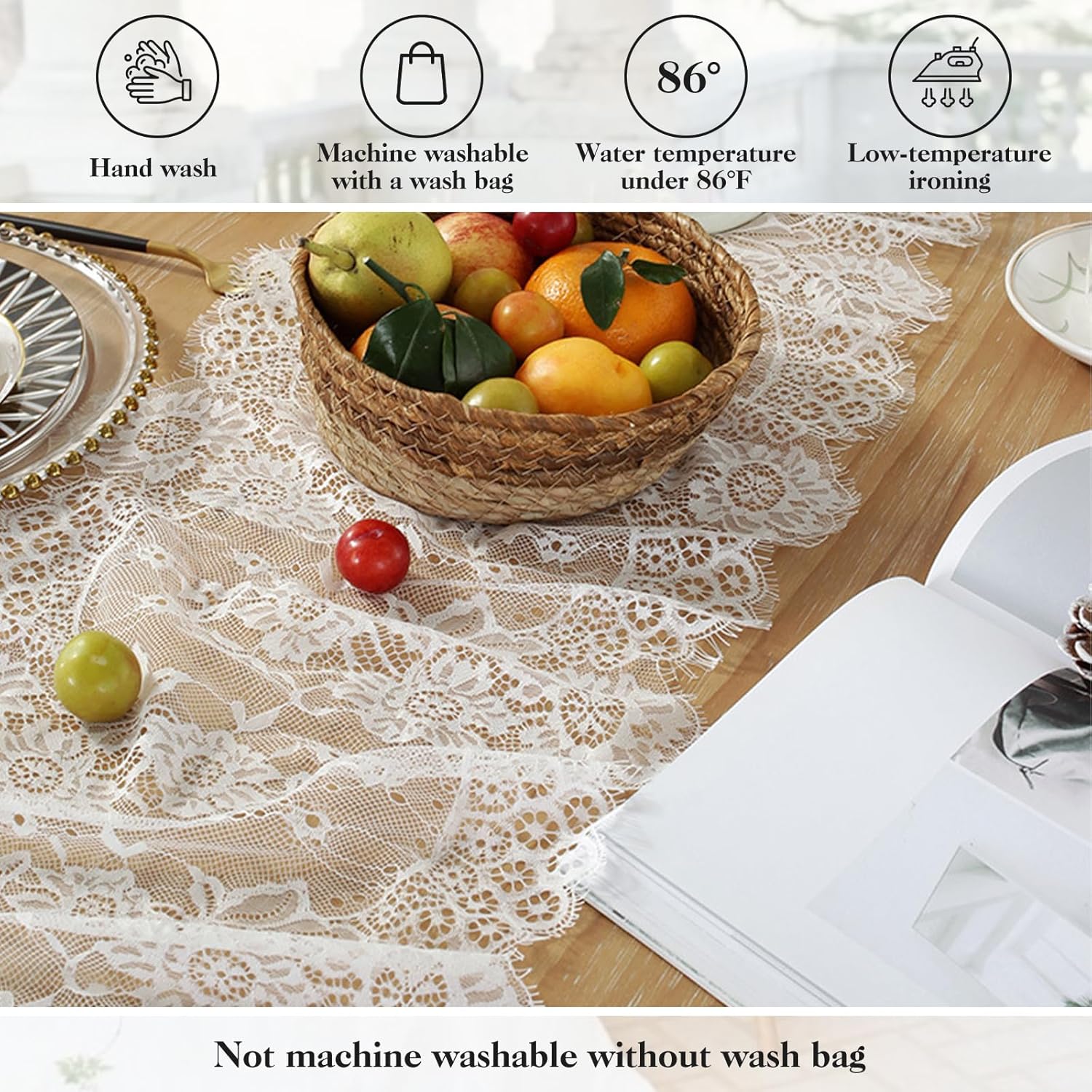 White Lace Table Runner 14x118 Inch for Weddings and Parties