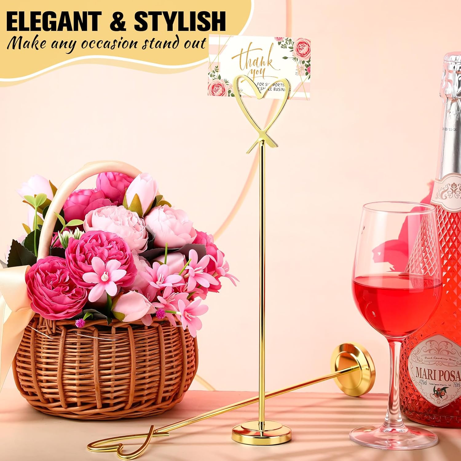 Kosiz 12 Pcs Gold Heart Table Number Holders