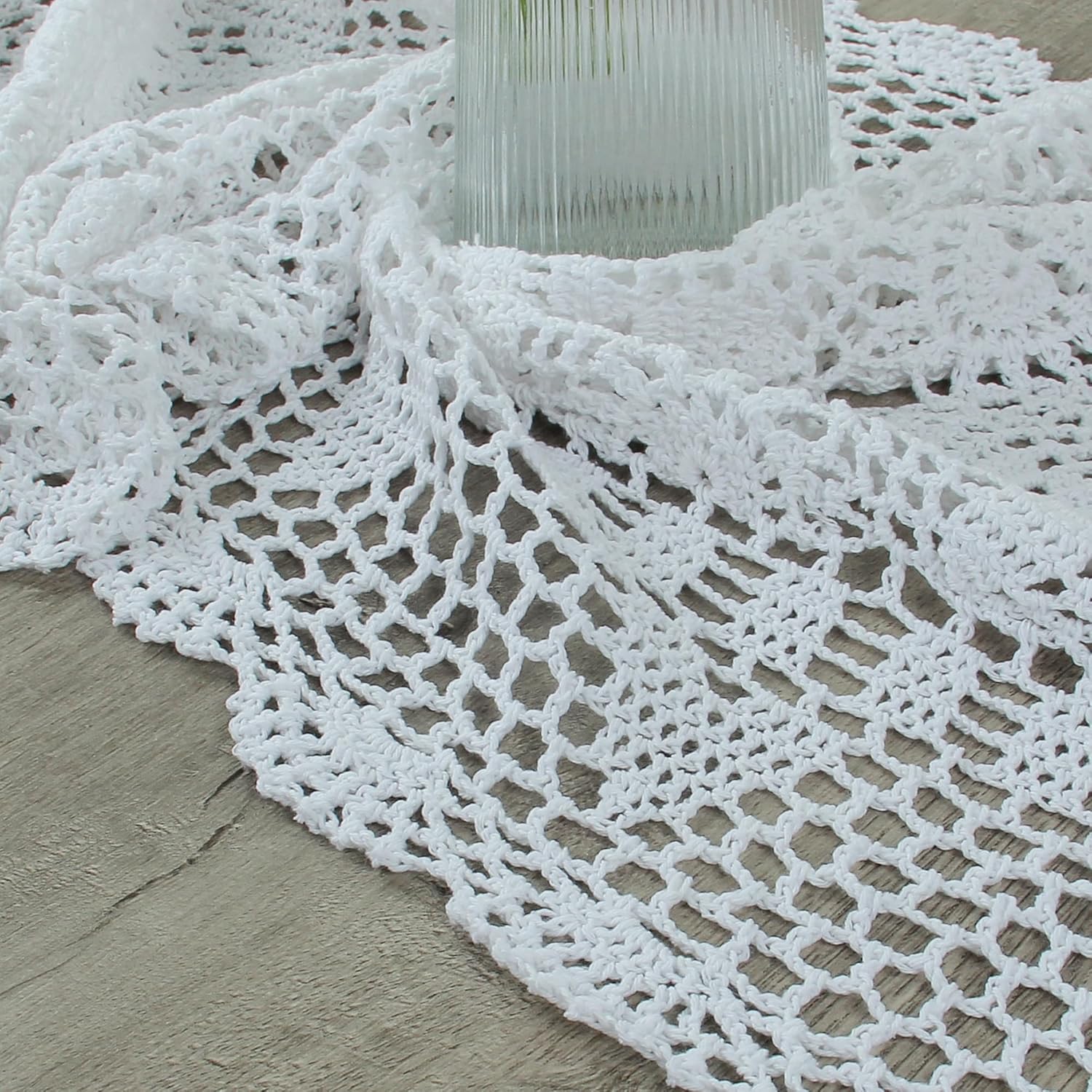 Kilofly Handmade Crochet Lace Table Runner 15x36 Inch White