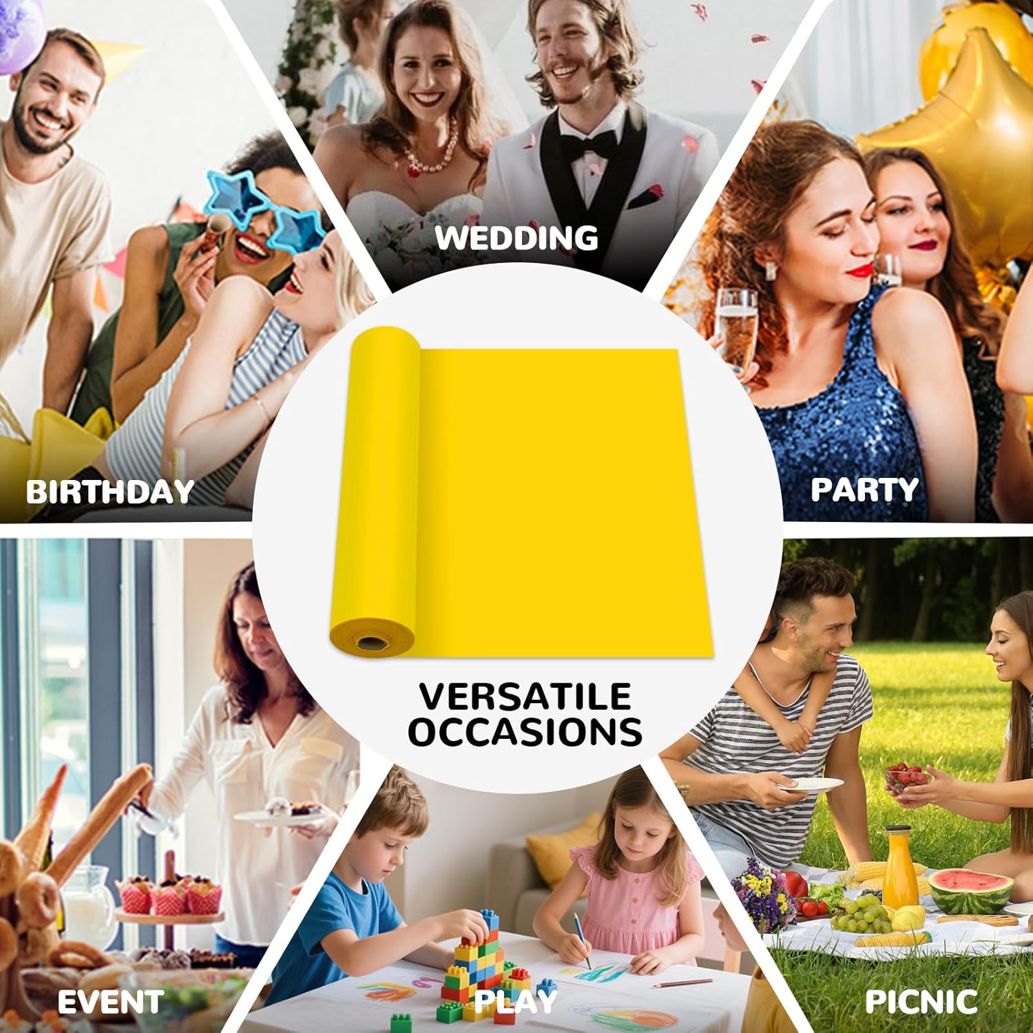 100 Ft X 54 Inch Plastic Table Cloth Roll Yellow