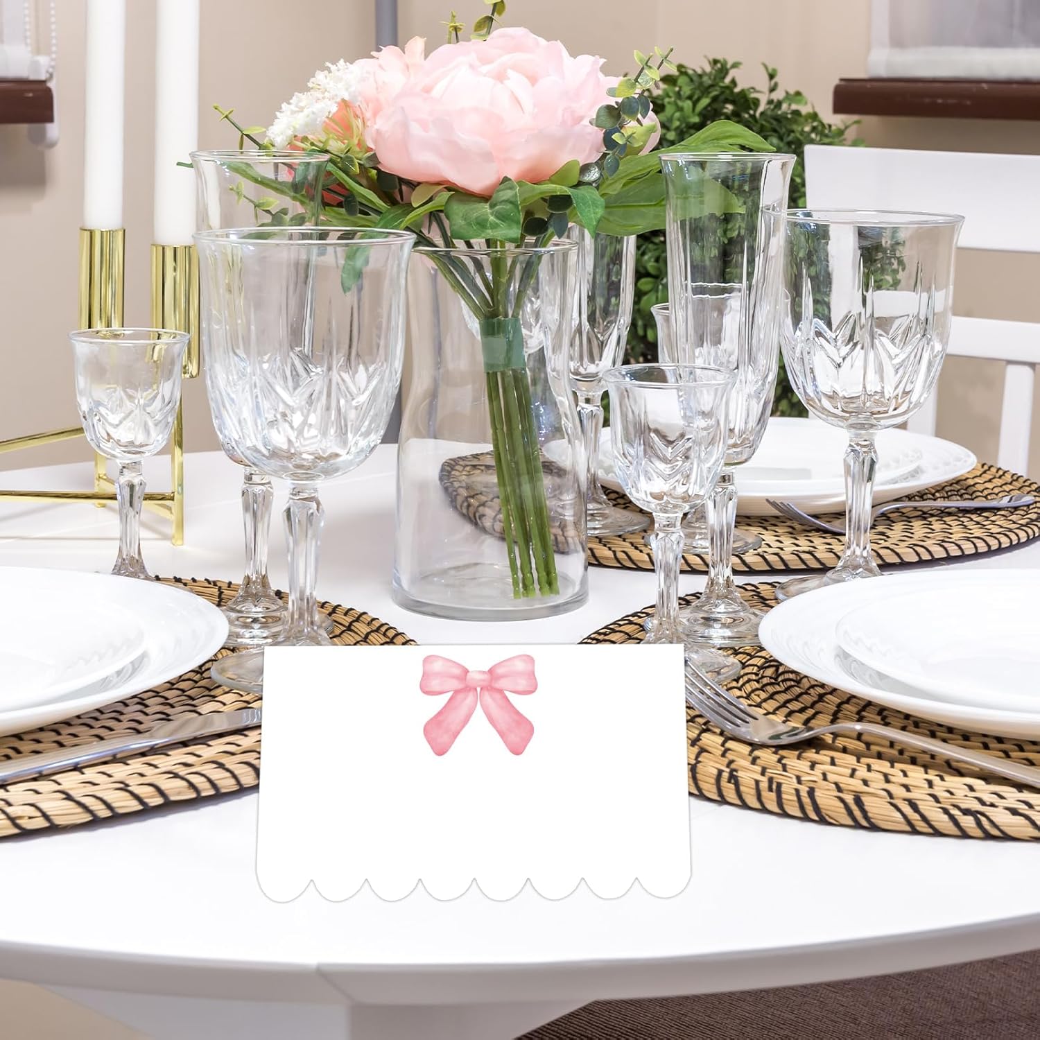 Whaline 80Pcs Pink Bow Place Cards