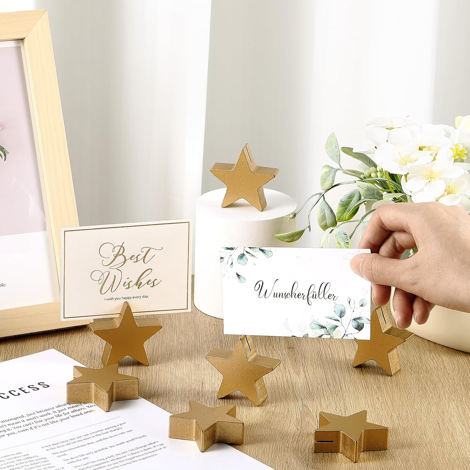 Kigley 24 Pcs Star Wooden Table Place Card Holders