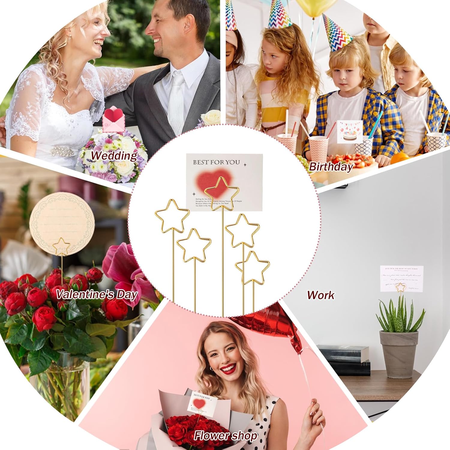 20 Pcs Star Shape Metal Place Card Holders