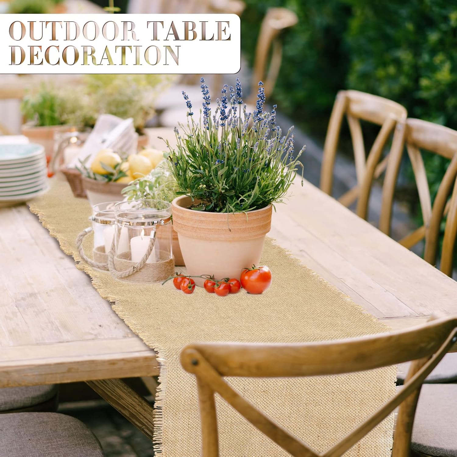4 Pcs Burlap Table Runners for Farmhouse Decor