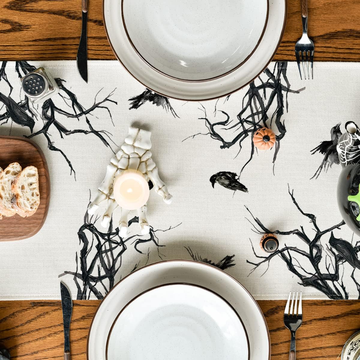 Artoid Mode Silhouette Tree Crows Halloween Table Runner