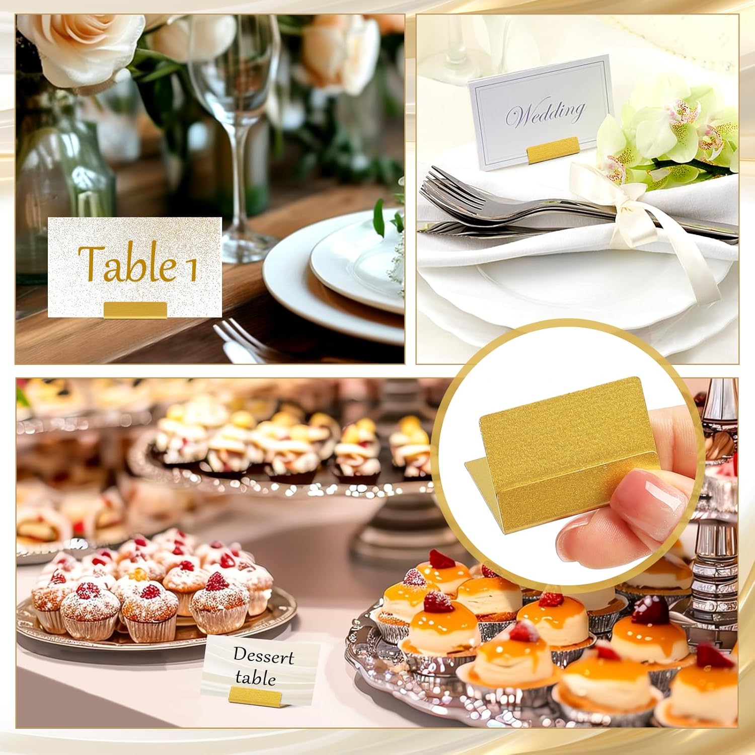 12-Pack Gold Metal Table Number Holders for Events 1