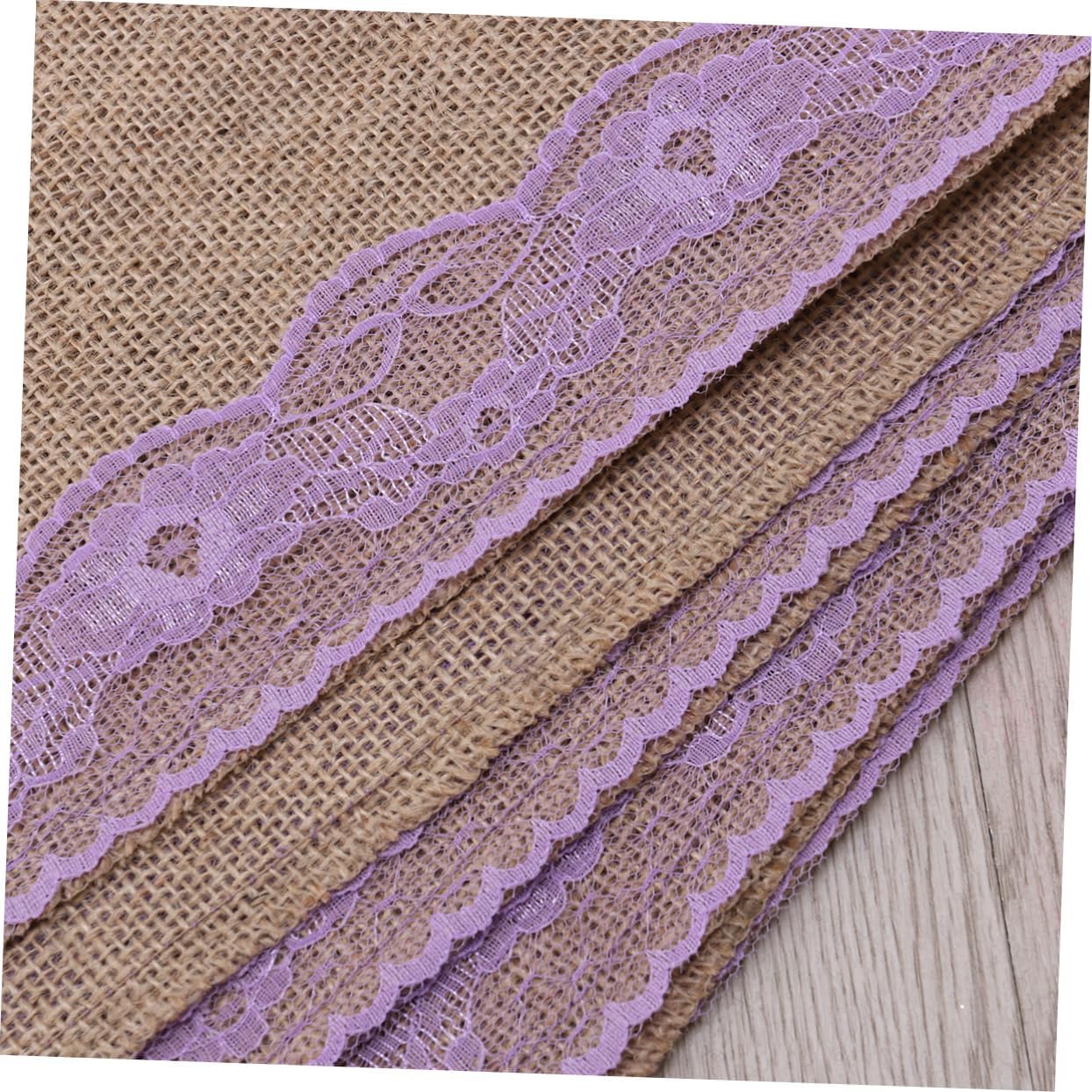 275x30cm Burlap Table Runner with Rustic Lace Edging