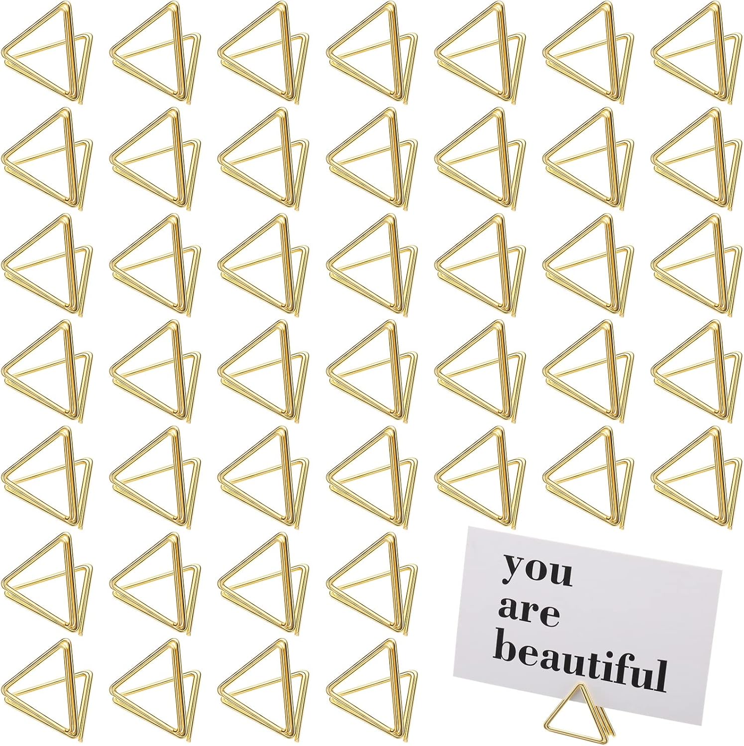 100 Pcs Gold Table Number Holders Triangle Shape Place Card Holders
