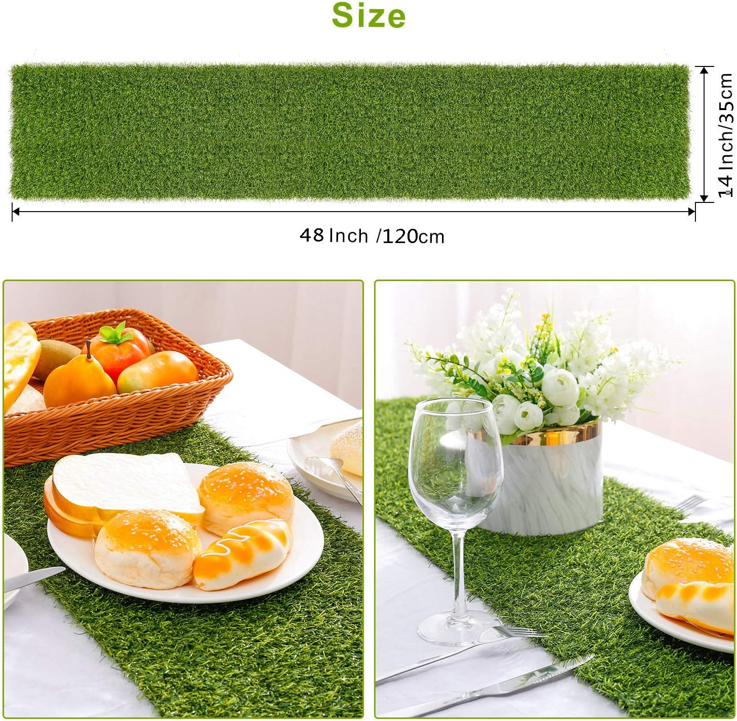 Farochy Artificial Grass Table Runner 14x48 Inches 1