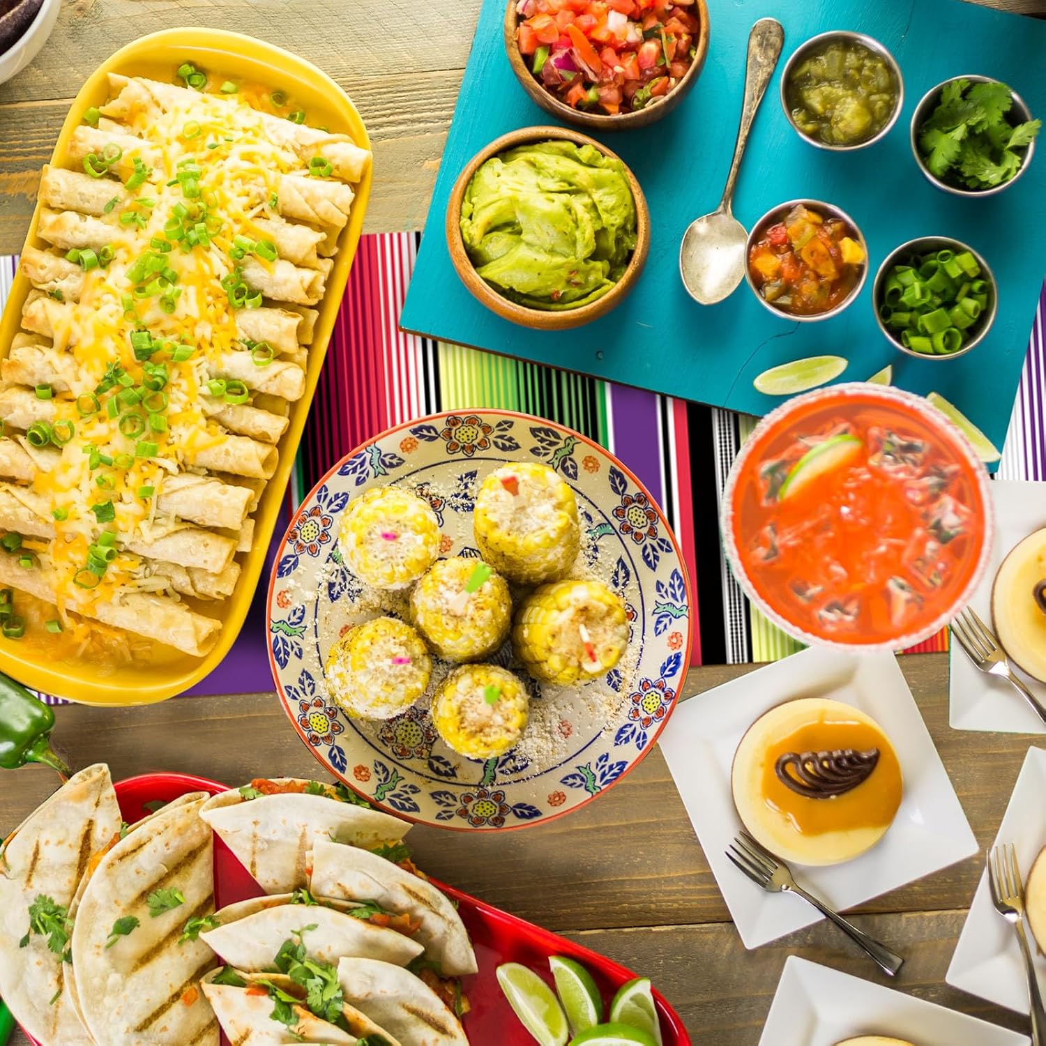 Preboun 6 Pcs Plastic Mexican Table Runner Fiesta Decor