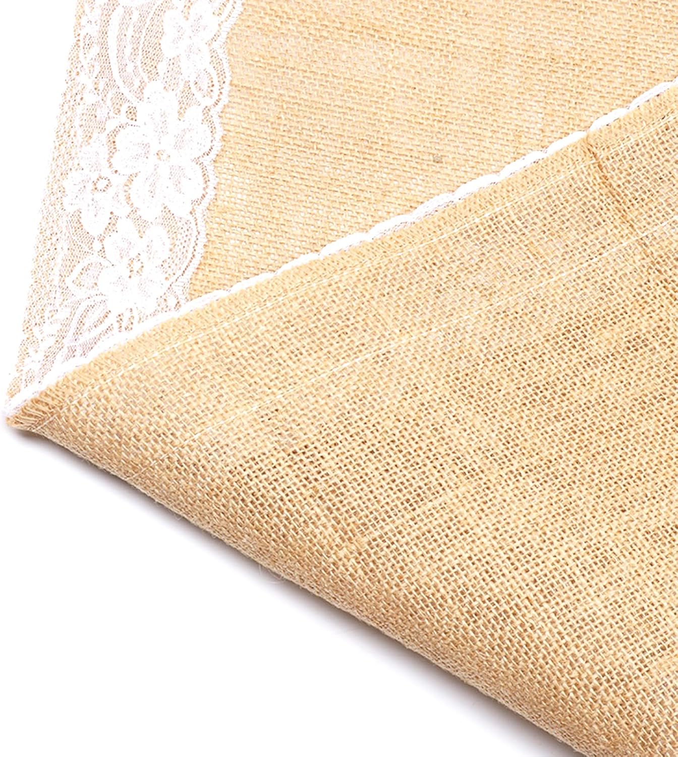 OZXCHIXU 12x108 Rustic Table Runner with White Lace