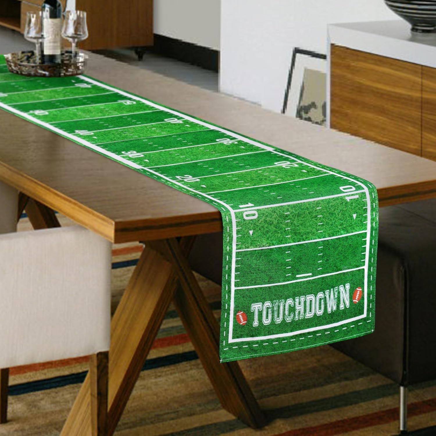 Football Themed Table Runner for Birthday Parties and Game Days