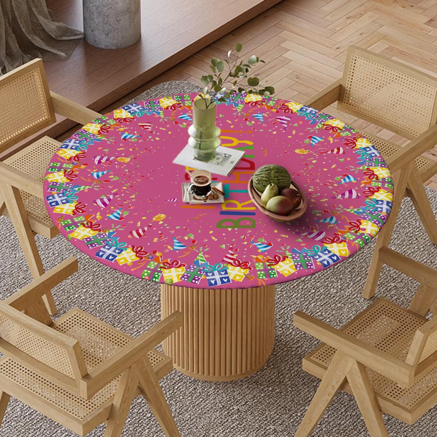 Horaldaily Birthday Tablecloth for 45-56 Round Table