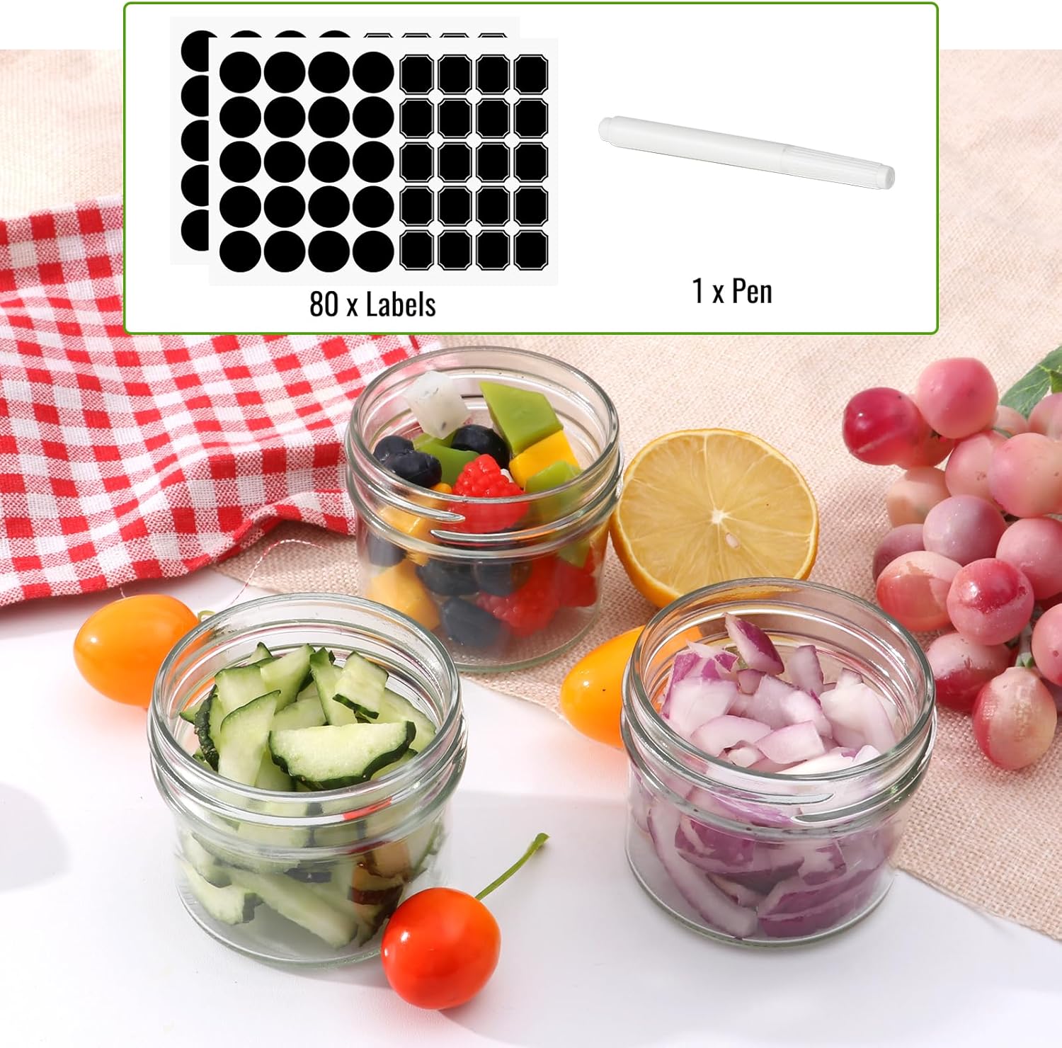 STARSIDE 40 Pack 4 oz Glass Jars With Silver Lids