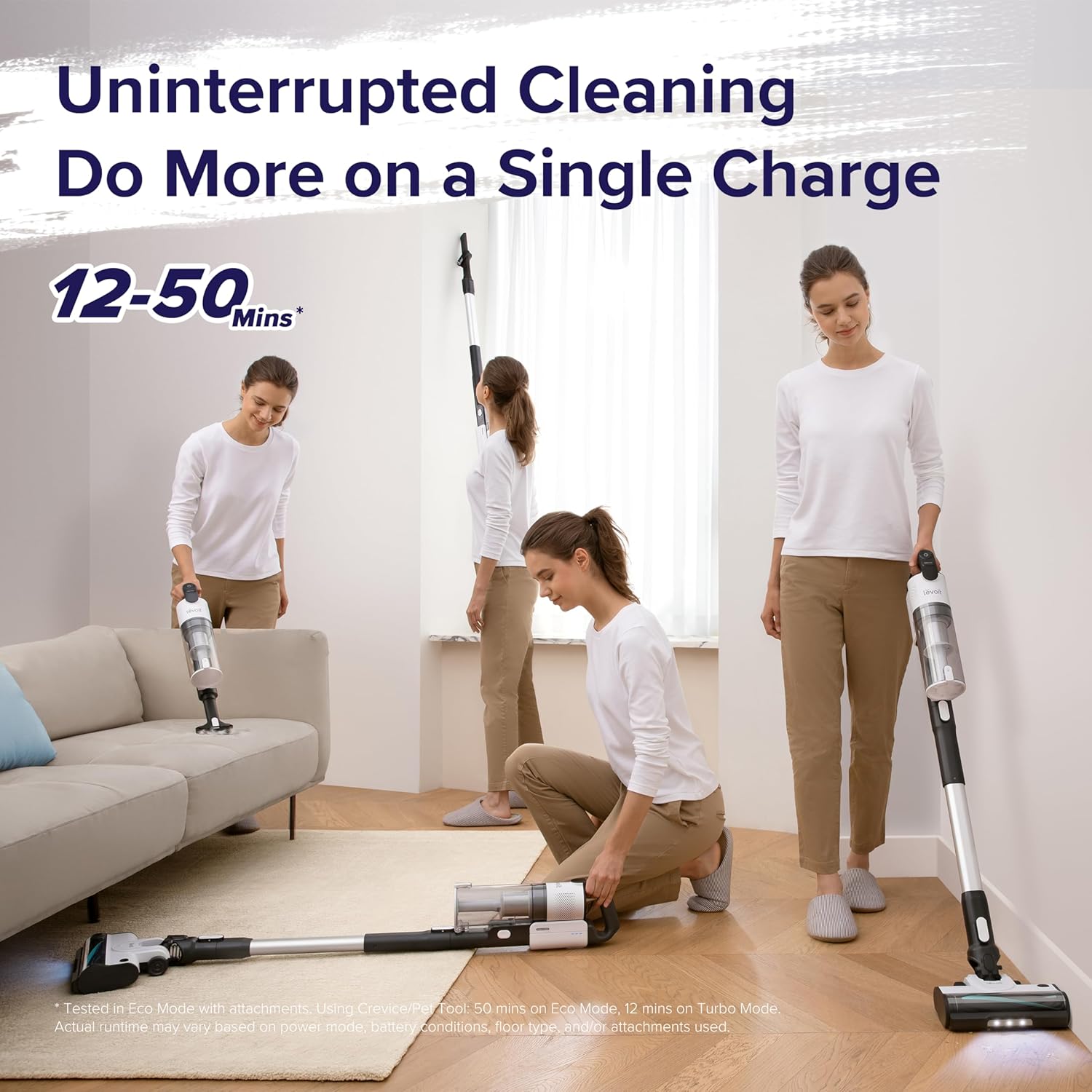 LEVOIT Cordless Stick Vacuum with 50 Minutes Runtime