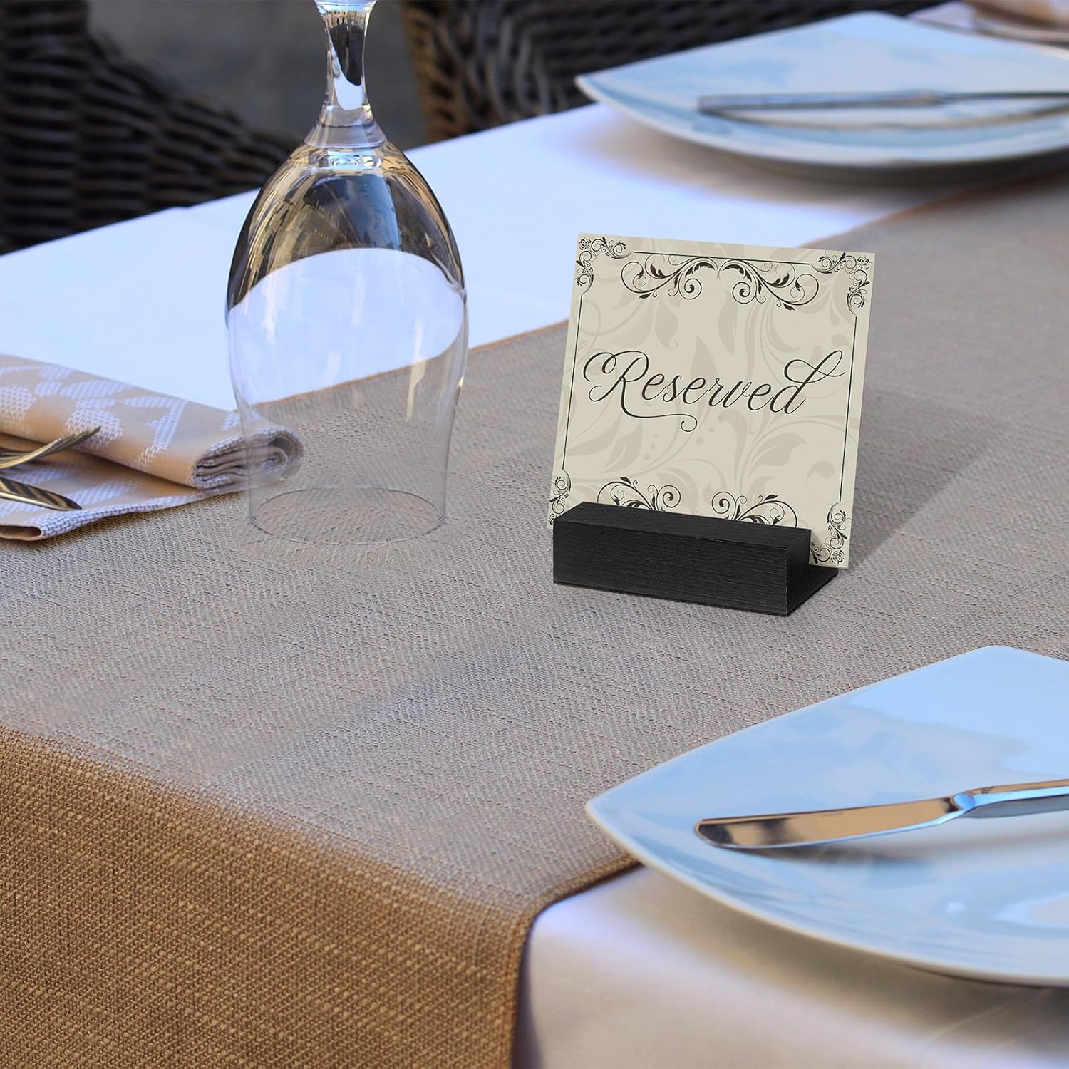 Zonon 12 Pcs Black Wooden Place Card Holders