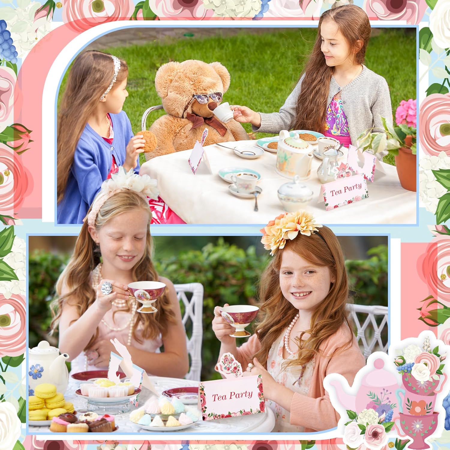 Fullhawl 48 Pcs Tea Party Themed Place Cards Set