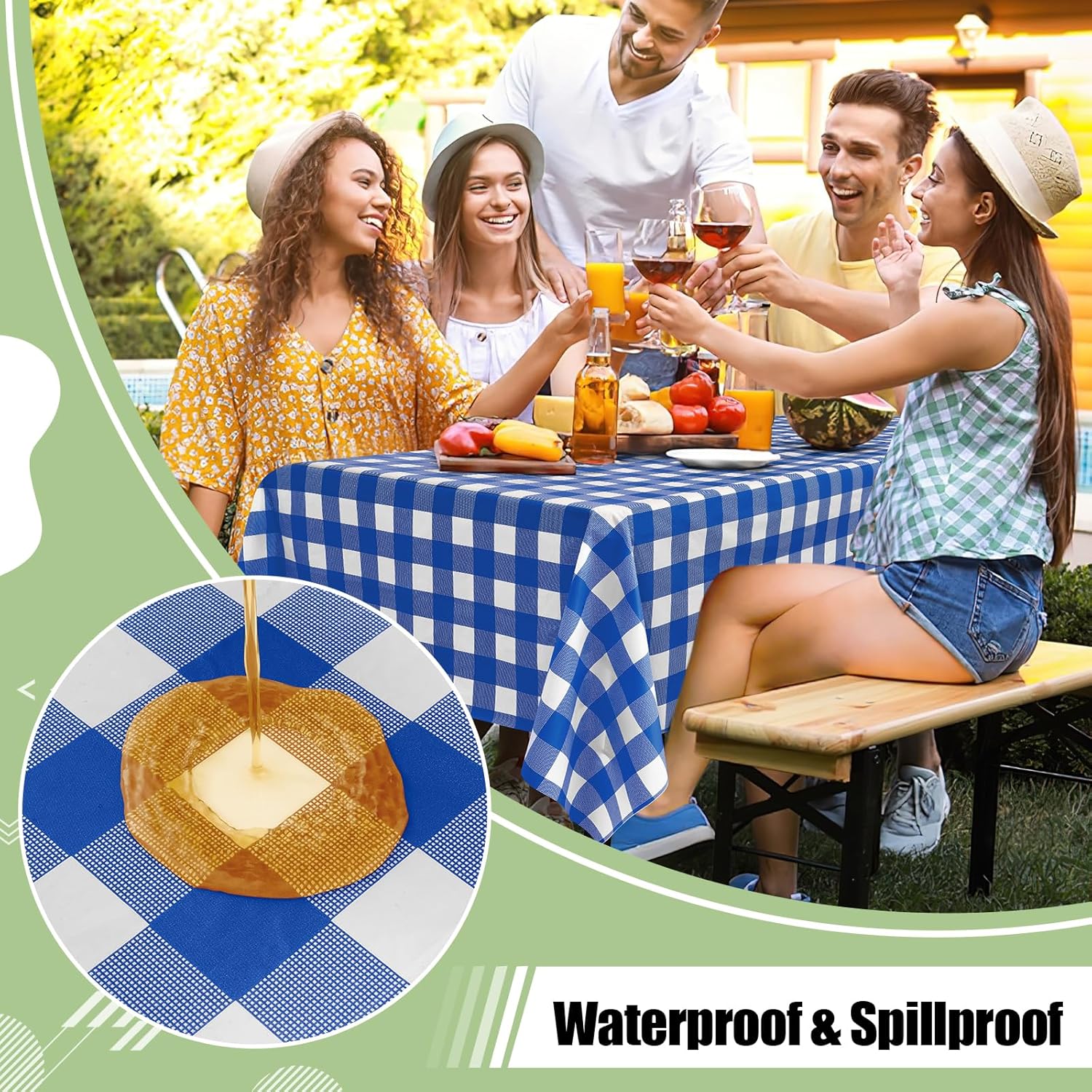Misaya 8 Pack Buffalo Checkered Tablecloths 54x108 Inch Waterproof
