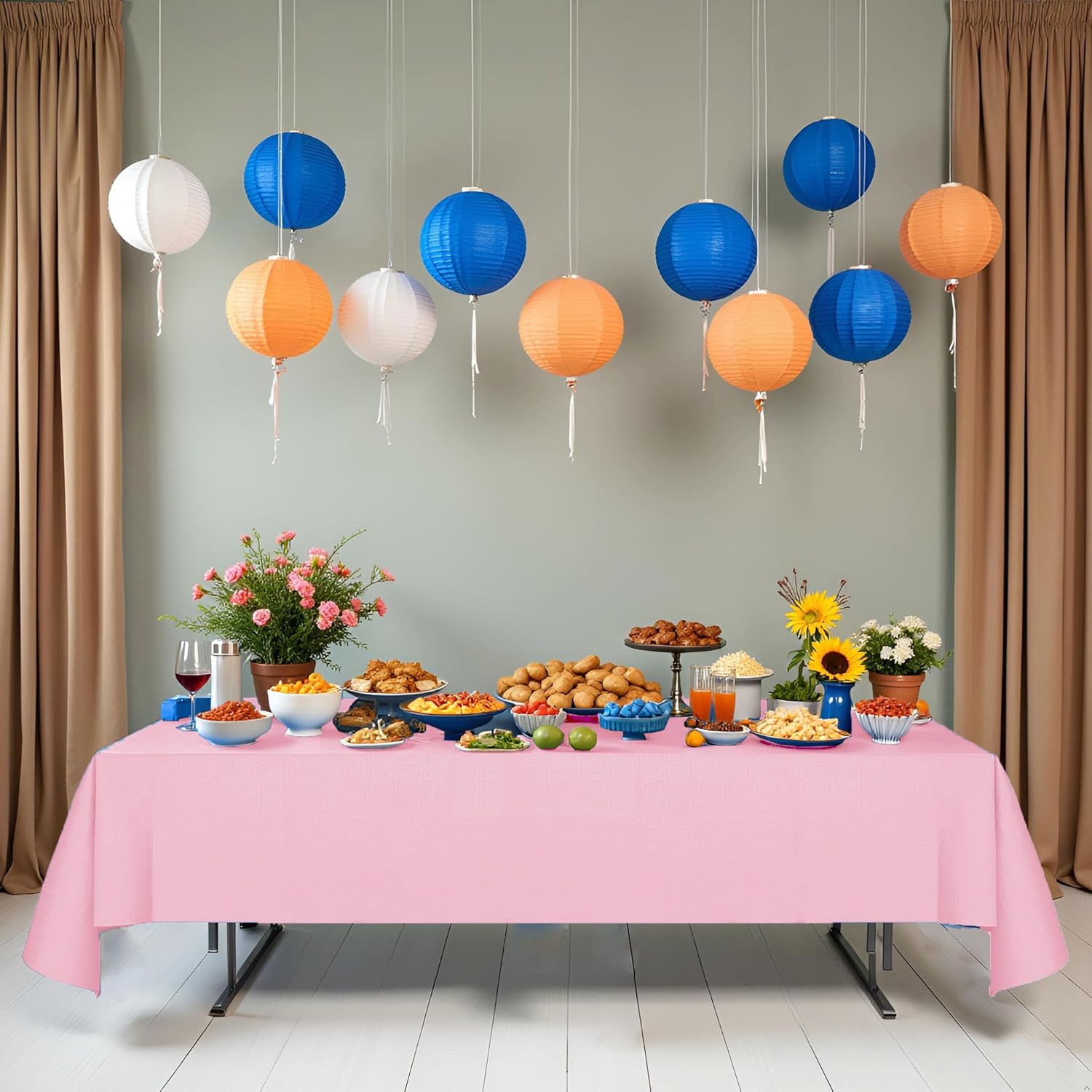 6 Pack Pink Disposable Tablecloth for Rectangle Tables 54x108 Inch Party Cover