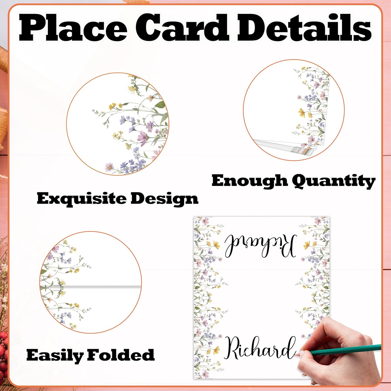 Wildflowers Place Cards for Girls 25 Pack 1
