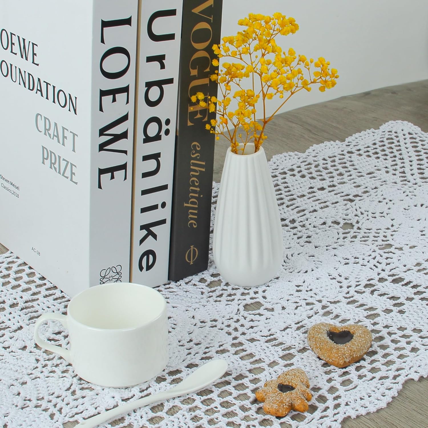 Kilofly Handmade Crochet Lace Table Runner 15x36 Inch White