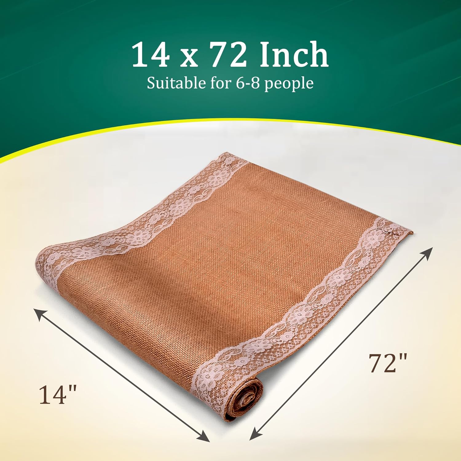 Fibeusion Burlap Lace Table Runner Pack of 6 14x72