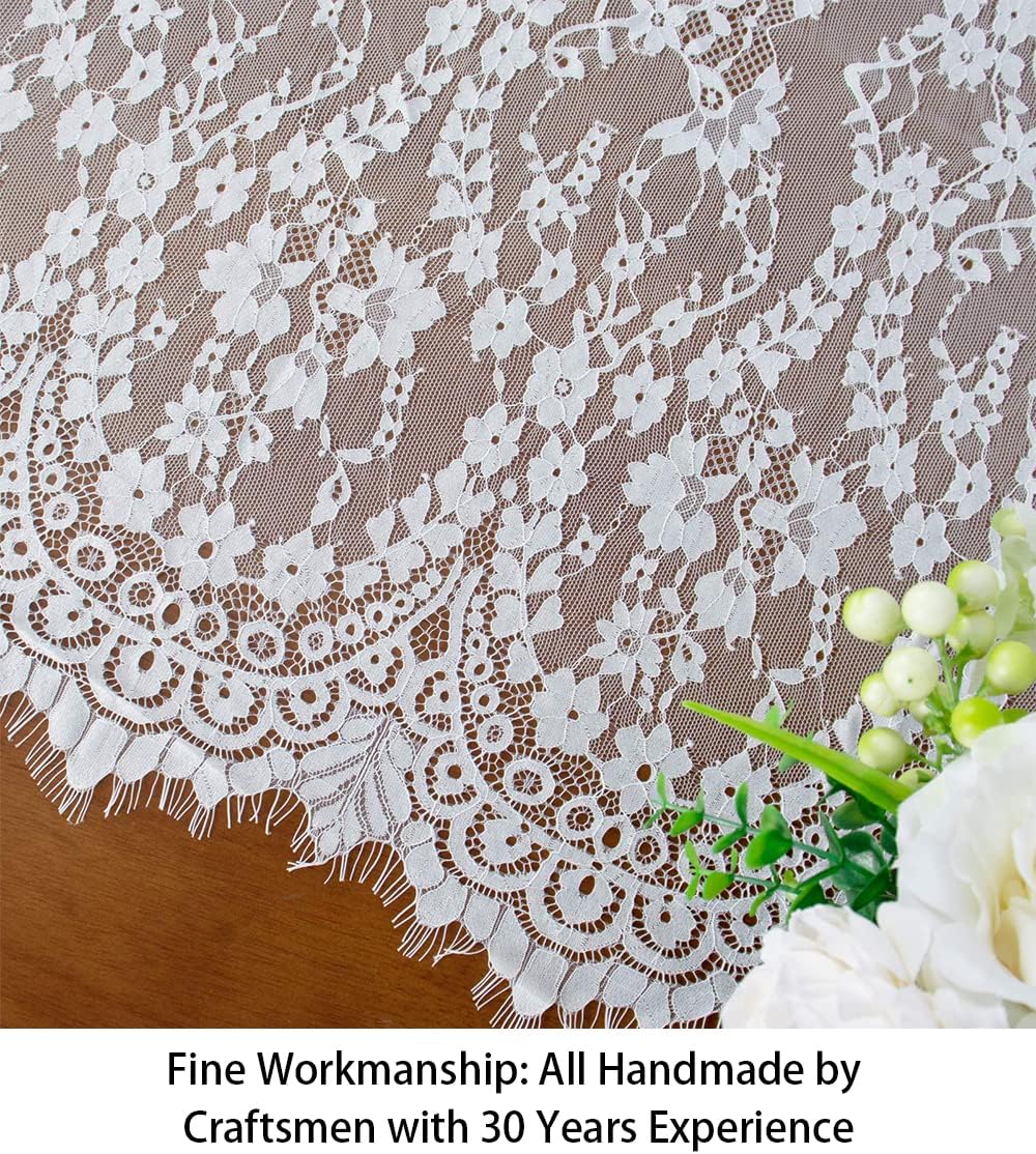 ShinyBeauty White Lace Table Runner 30x120 Inch