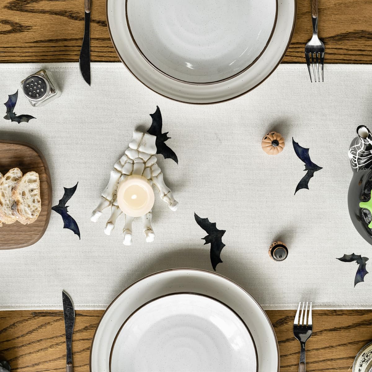 Artoid Mode Silhouette Black Bats Halloween Table Runner 13x72 Inch