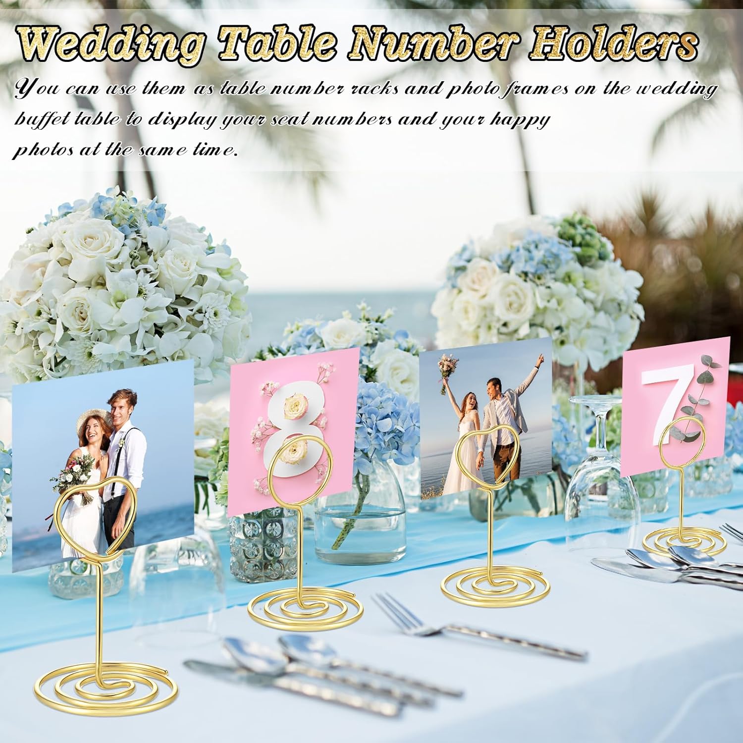 Patelai 36 Pcs Gold Wire Table Number Holders
