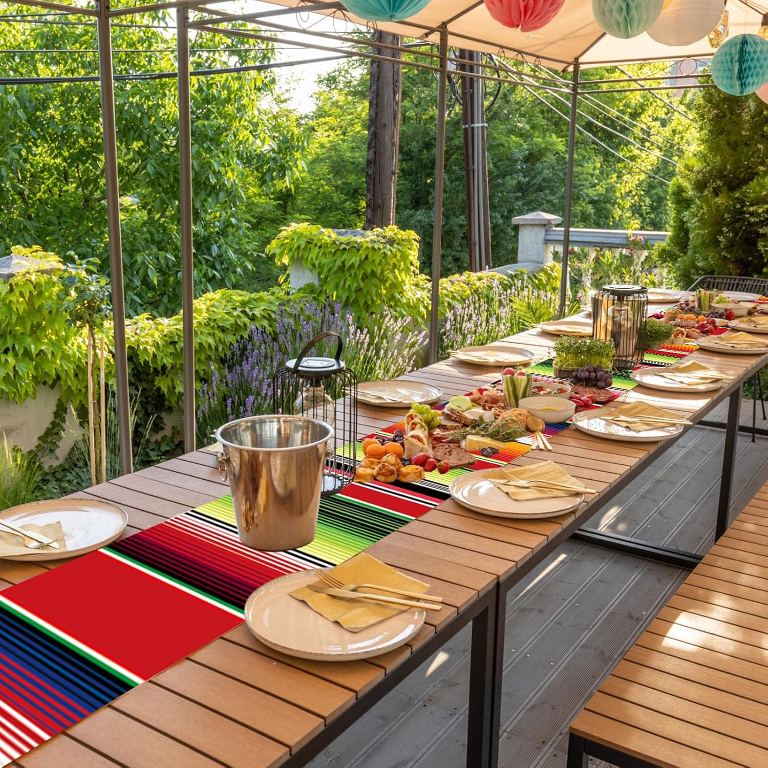 Preboun 6 Pcs Plastic Mexican Table Runner Fiesta Decor