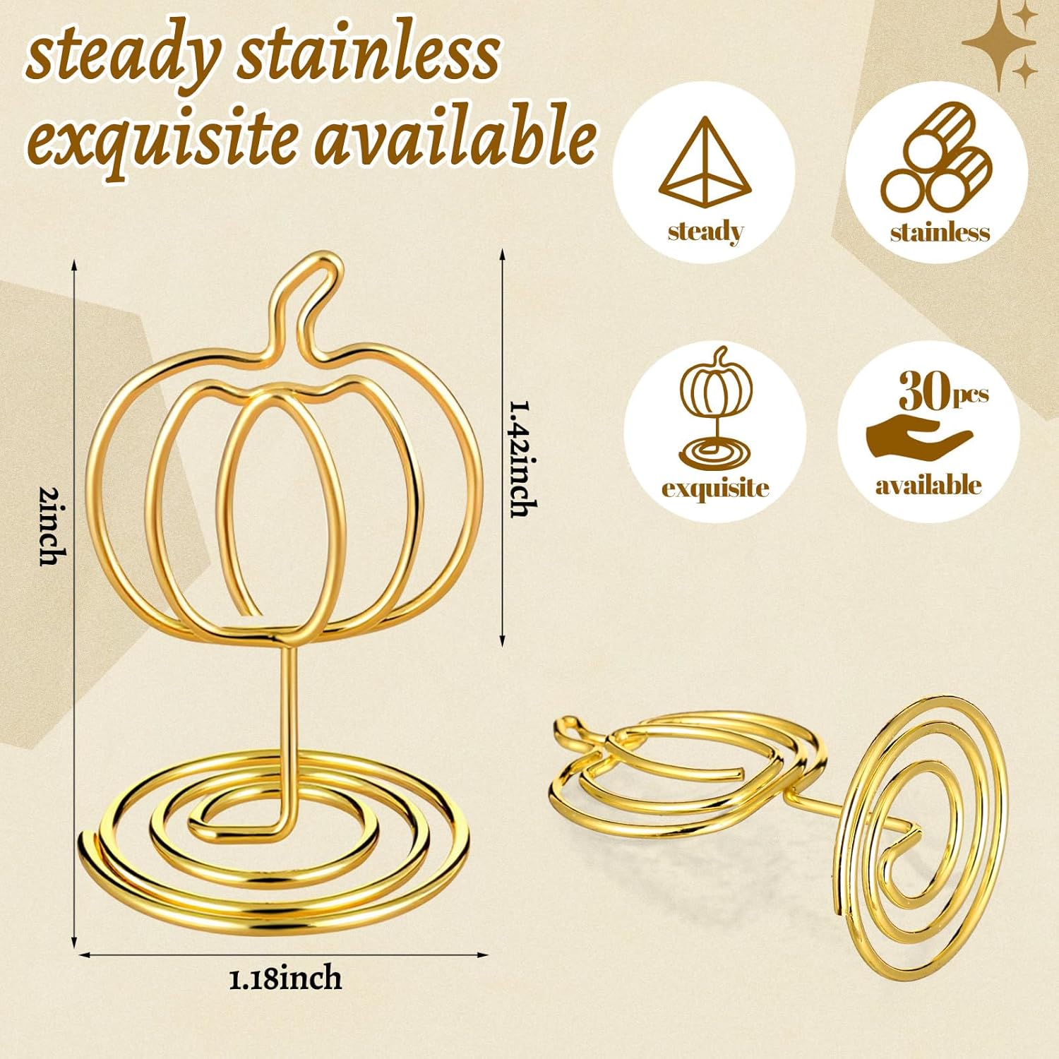 Rtteri 30 Pcs Fall Pumpkin Photo Holders for Centerpieces