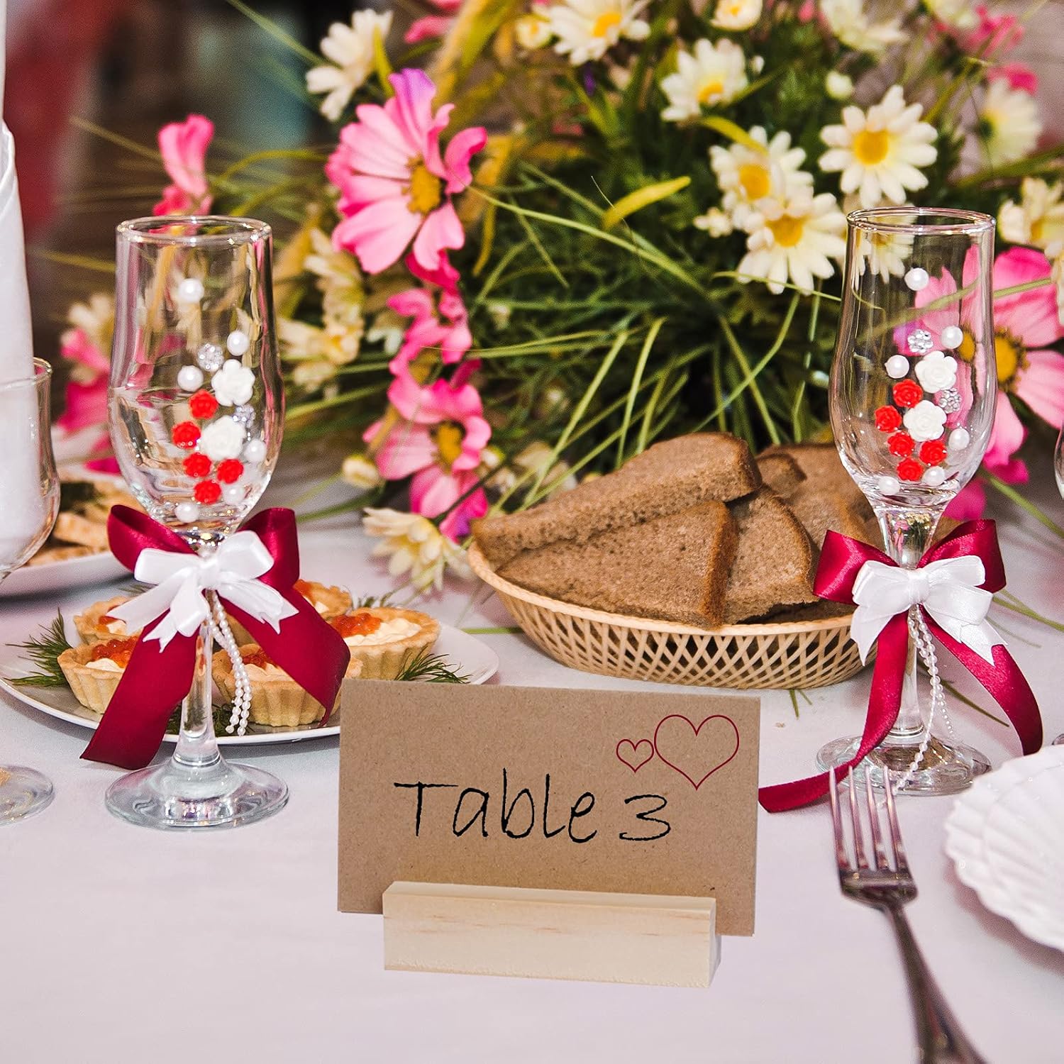 20 Pieces Wood Place Card Holders for Wedding Reception
