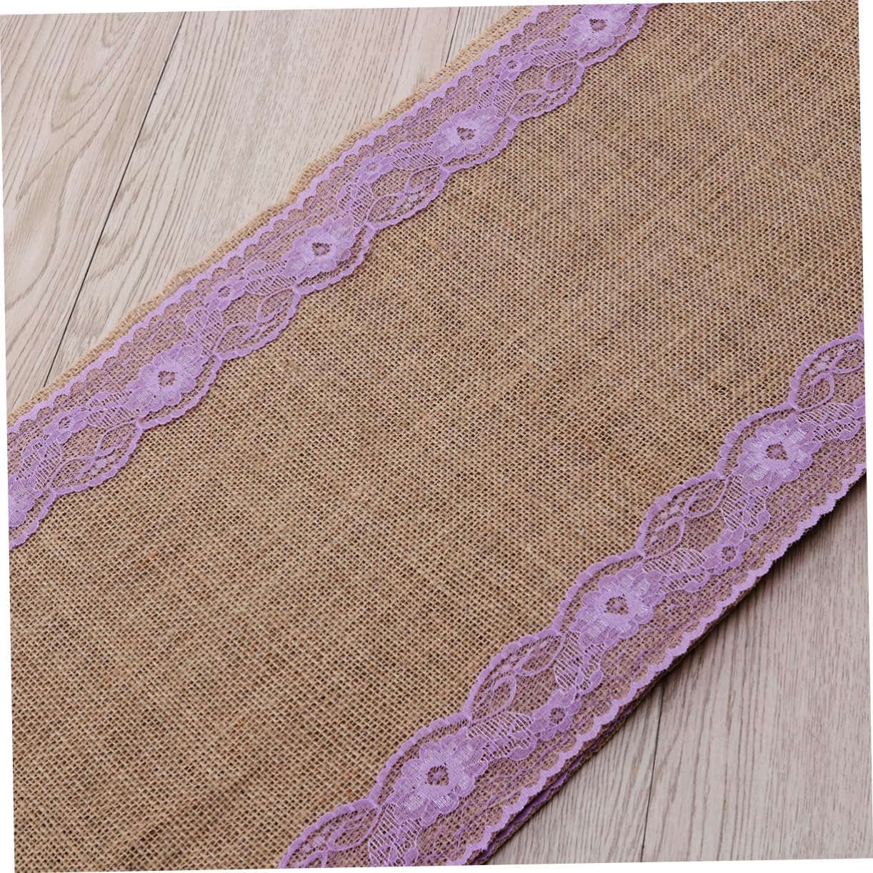 Unomor 275x30cm Burlap Table Runner with Lace Edging