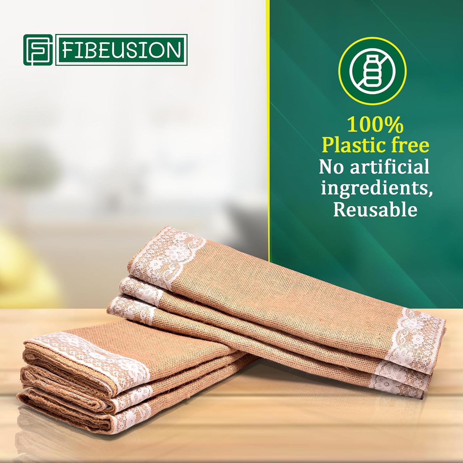 Fibeusion Burlap Lace Table Runner Pack of 6 12x108