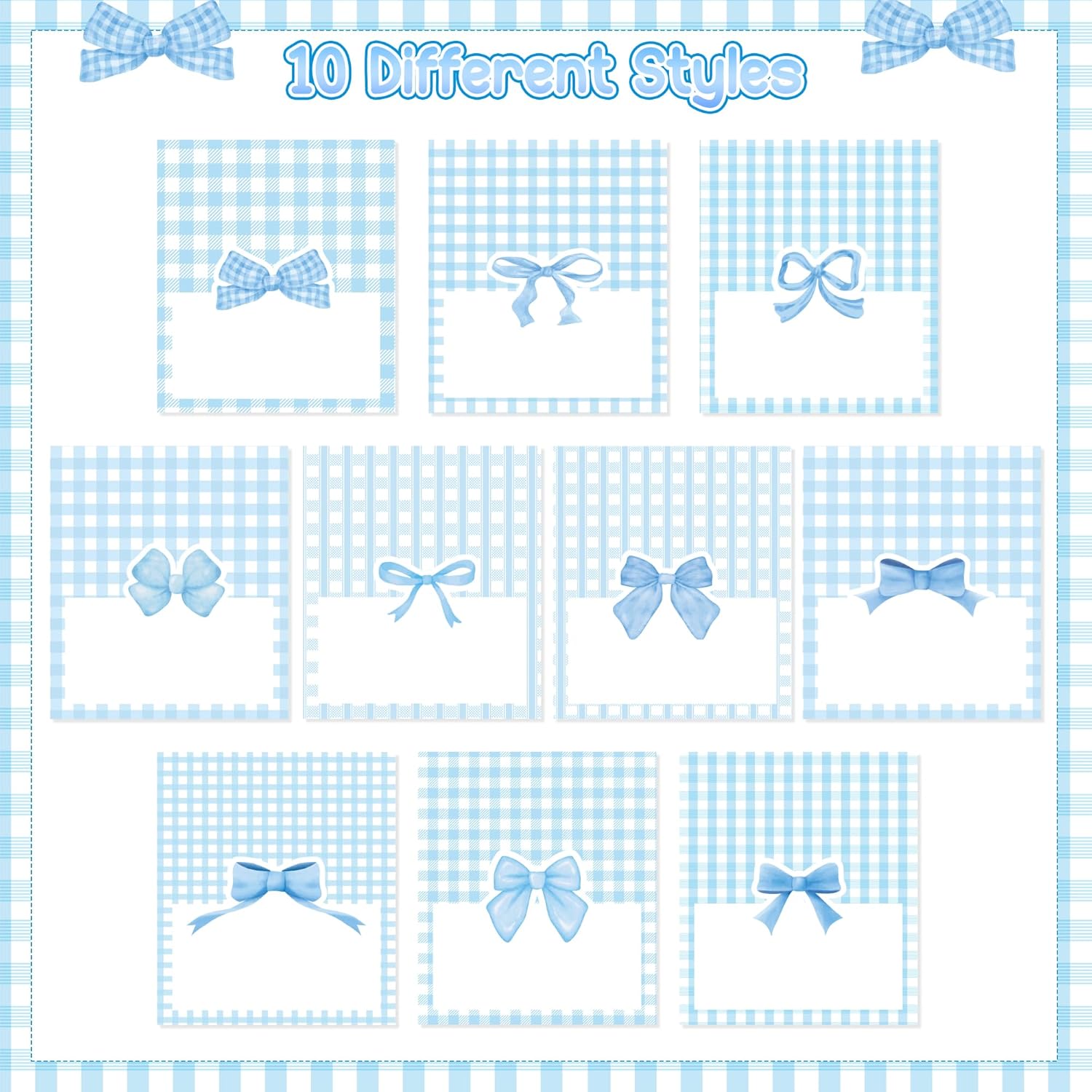 R HORSE Blue Bow Place Cards 100Pcs 35x2 Inch