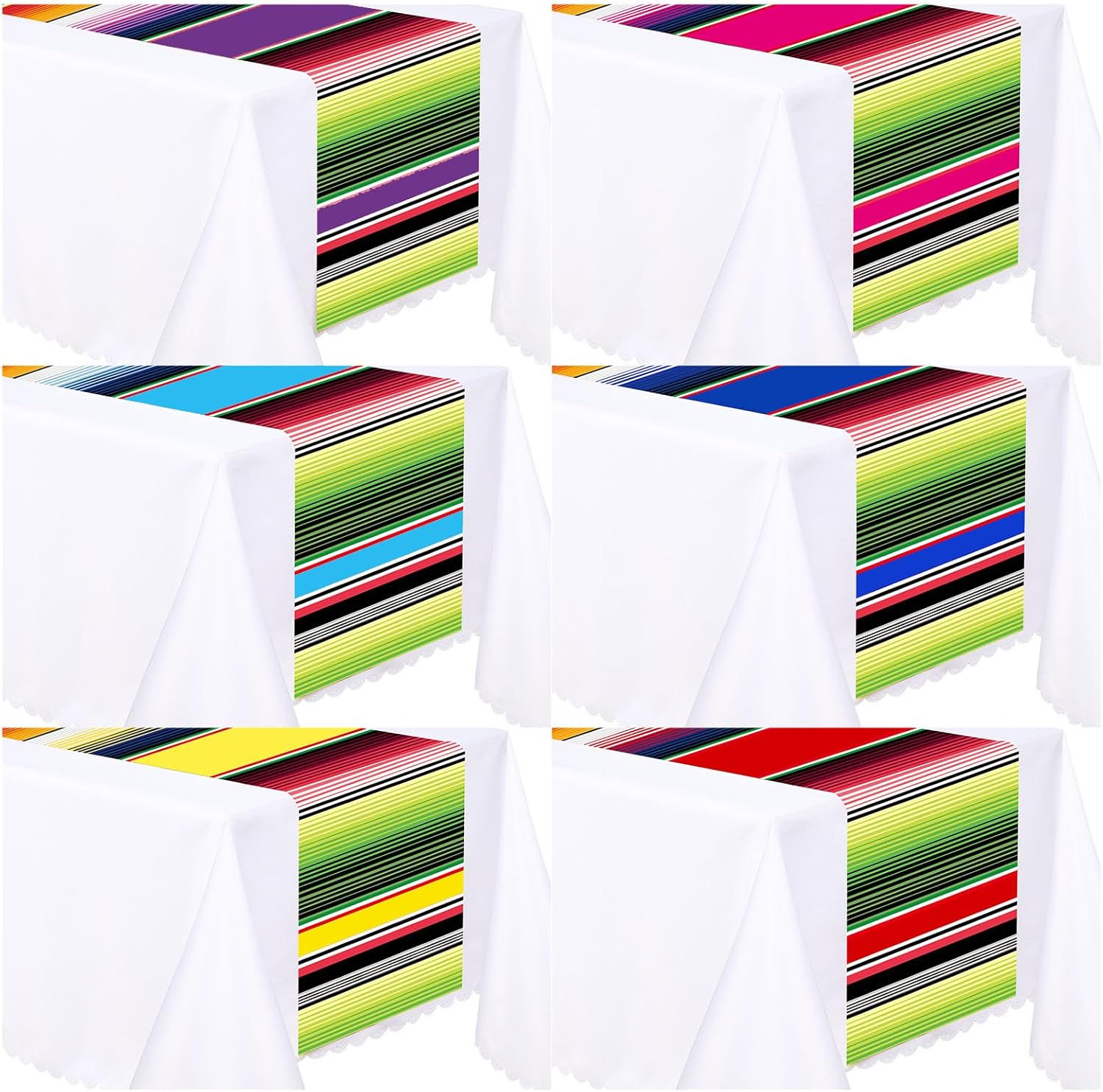Preboun 6 Pcs Plastic Mexican Table Runner Fiesta Decor