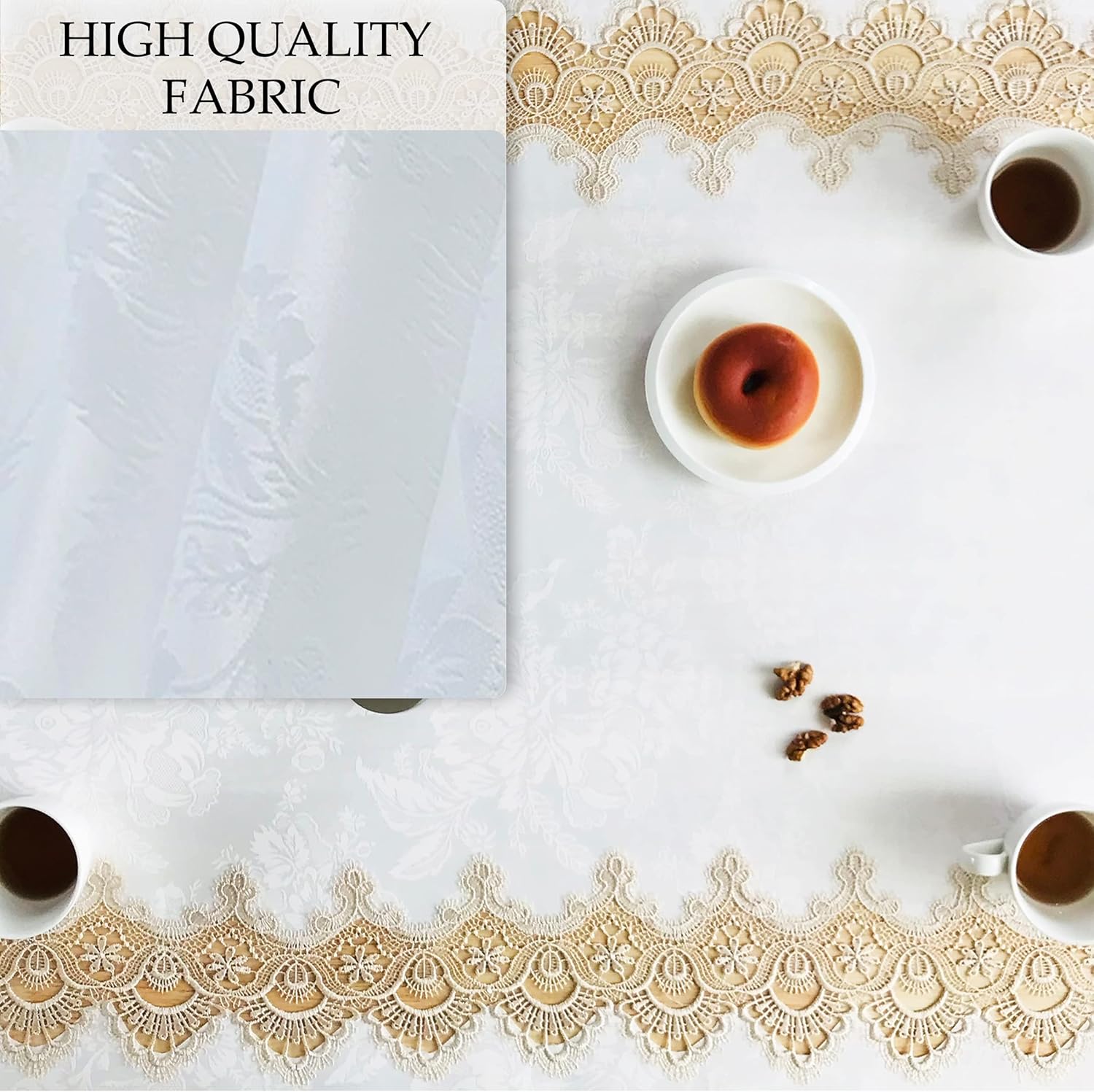 Elegant Rectangle Tablecloths with Macrame Border