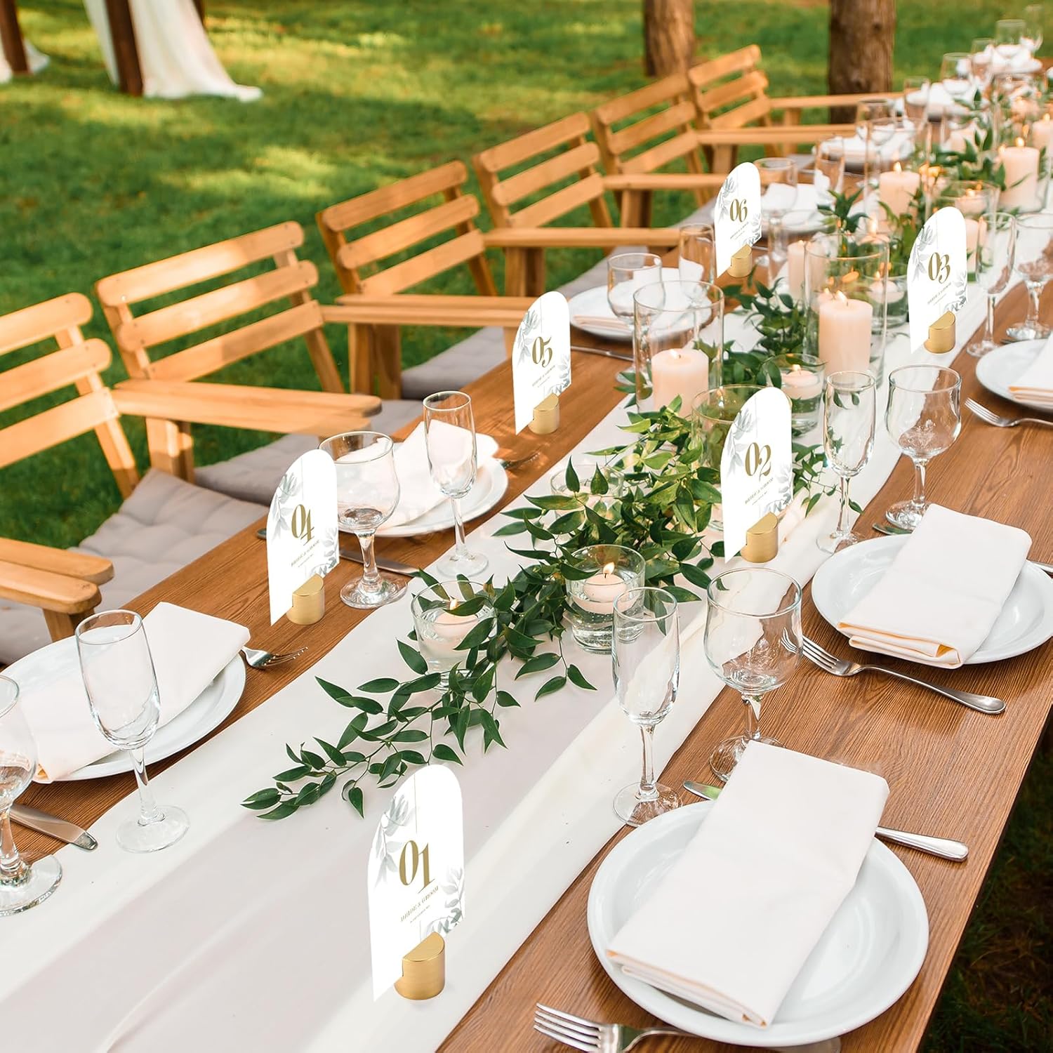 24 Pcs Wooden Place Card Stands for Wedding and Events