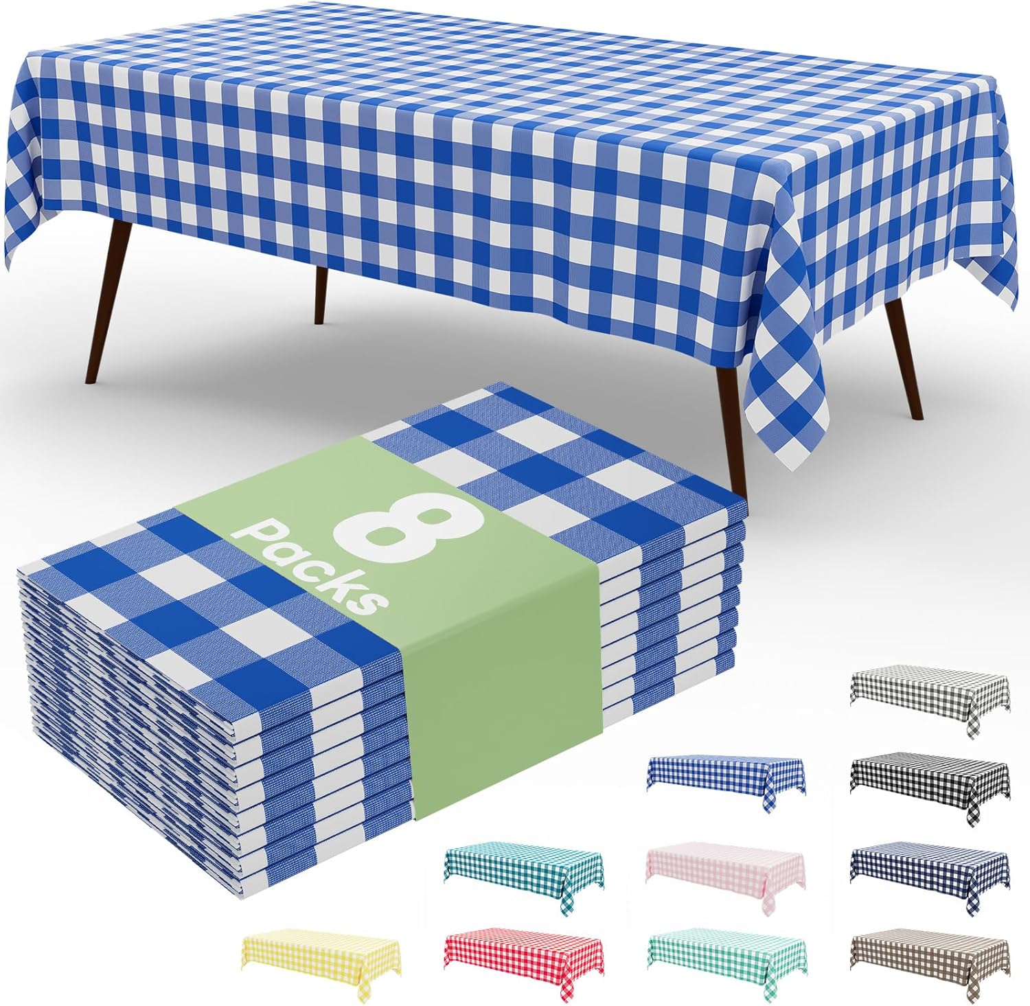 Misaya 8 Pack Buffalo Checkered Tablecloths 54x108 Inch Waterproof