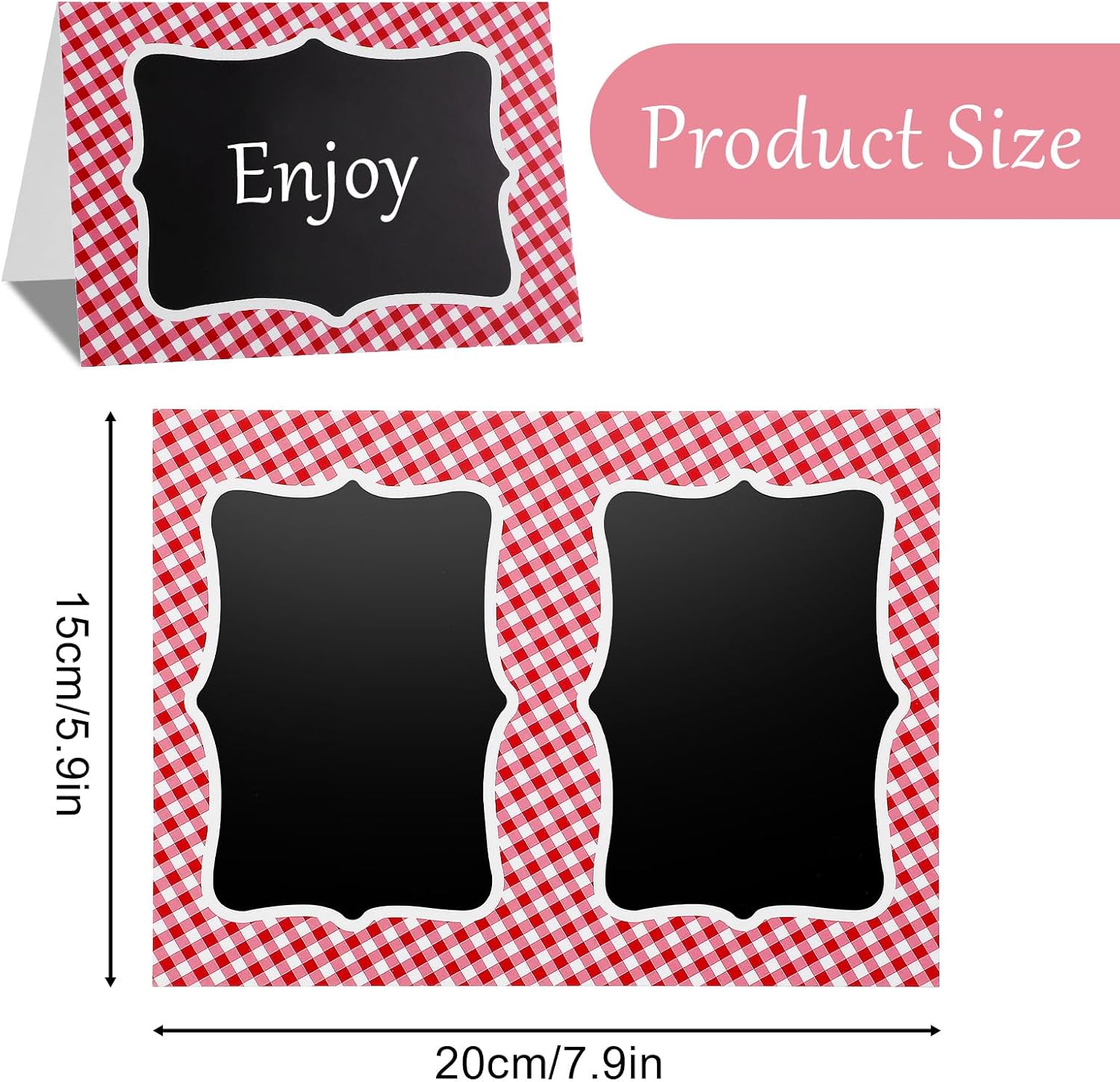 25Pcs Red Gingham Place Cards for Picnic Party Decorations
