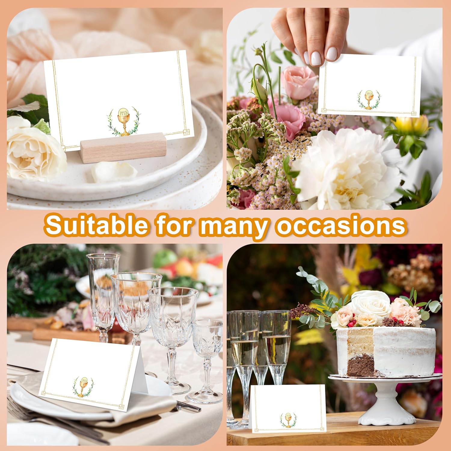 Gold Foil Baptism Place Cards for Boys Girls - 25pc Set