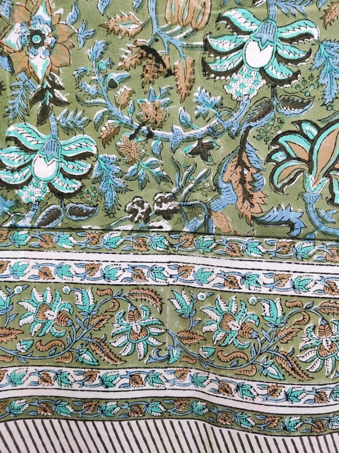 ATOSII Eden Green 100 Cotton Boho Square Tablecloth 60x60 Inches