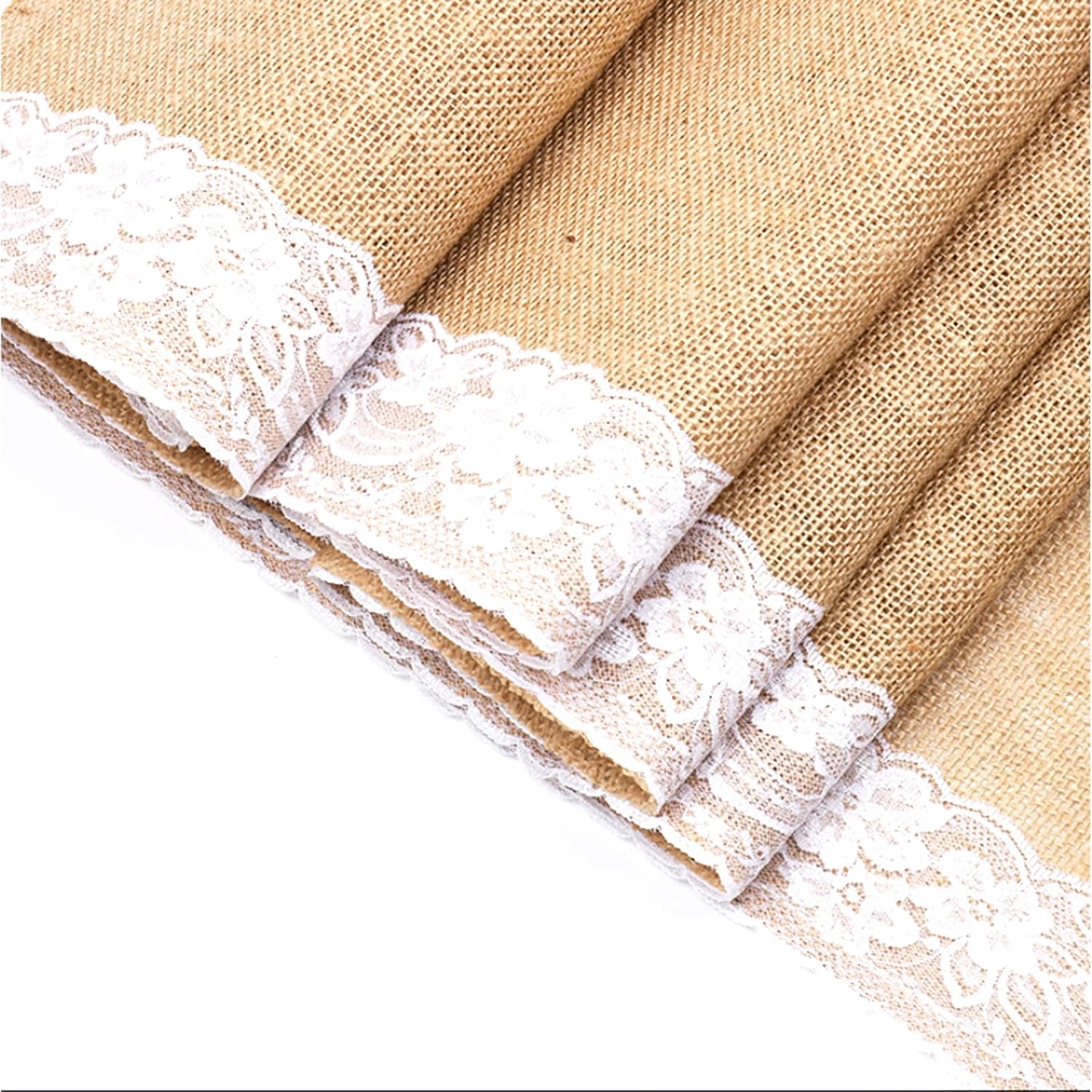 OZXCHIXU 12x108 Rustic Table Runner with White Lace