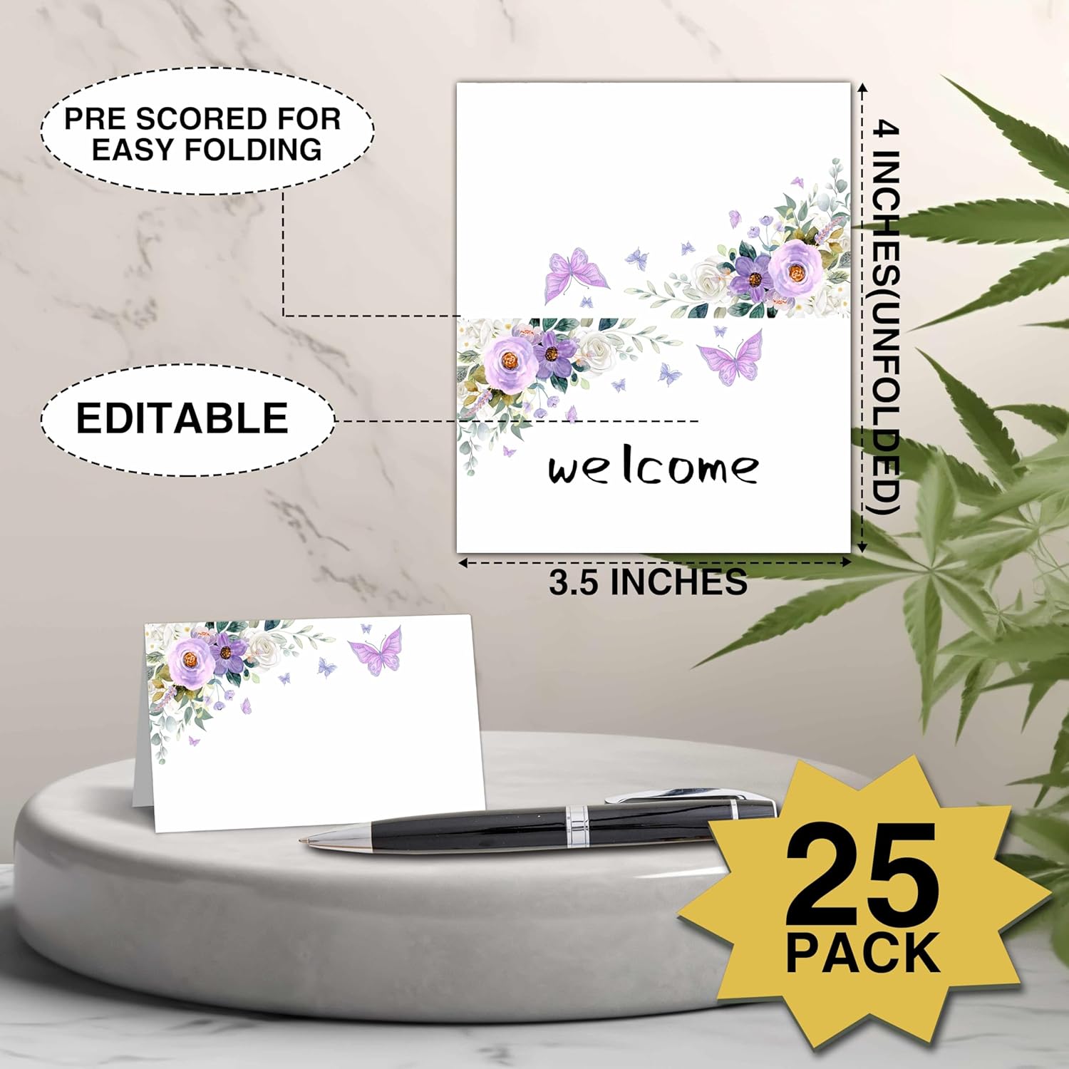Butterfly Place Cards Boho Floral 25 Pack