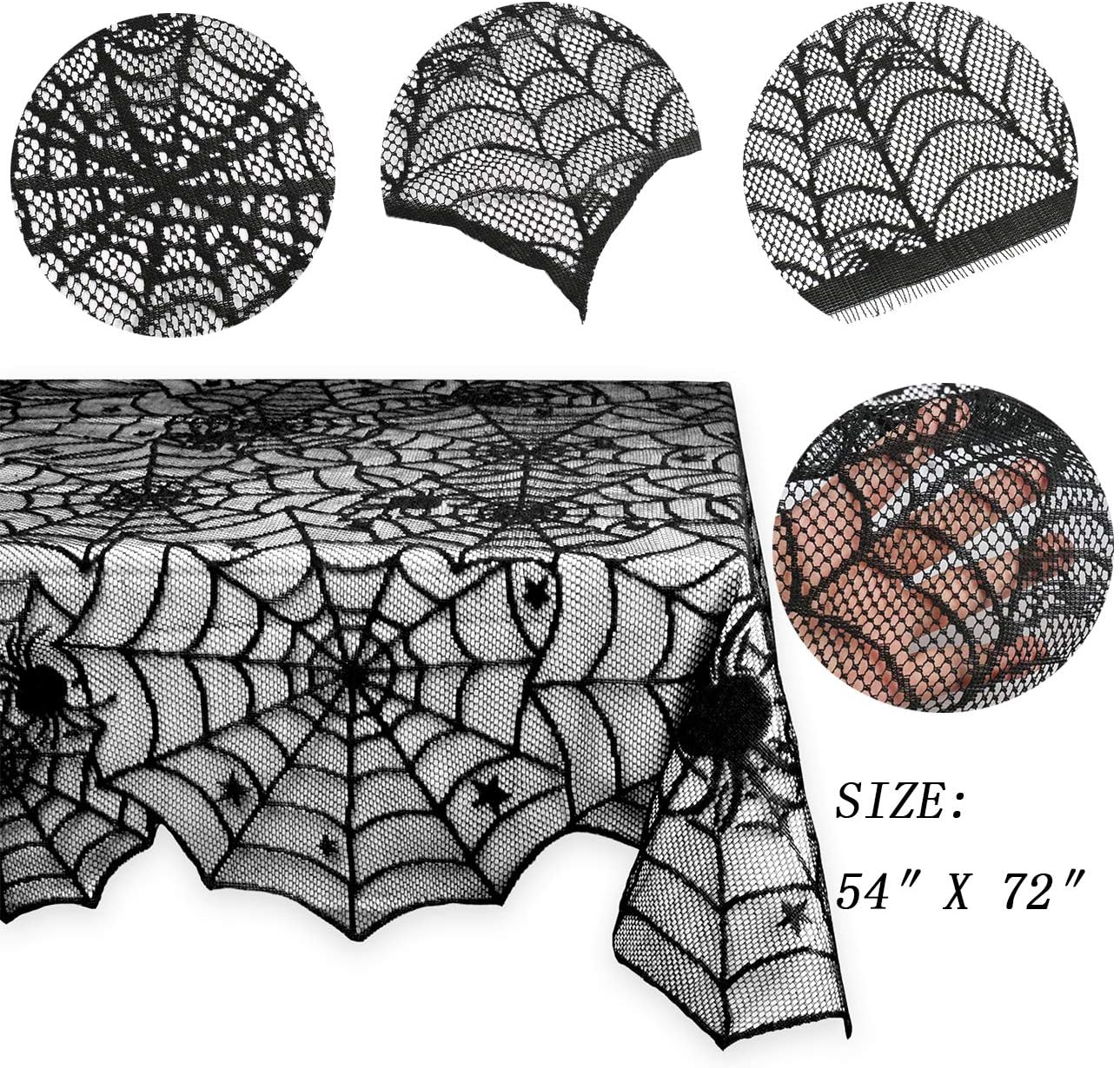Sunnyglade Halloween Spiderweb Tablecloth Fireplace Mantle Cover