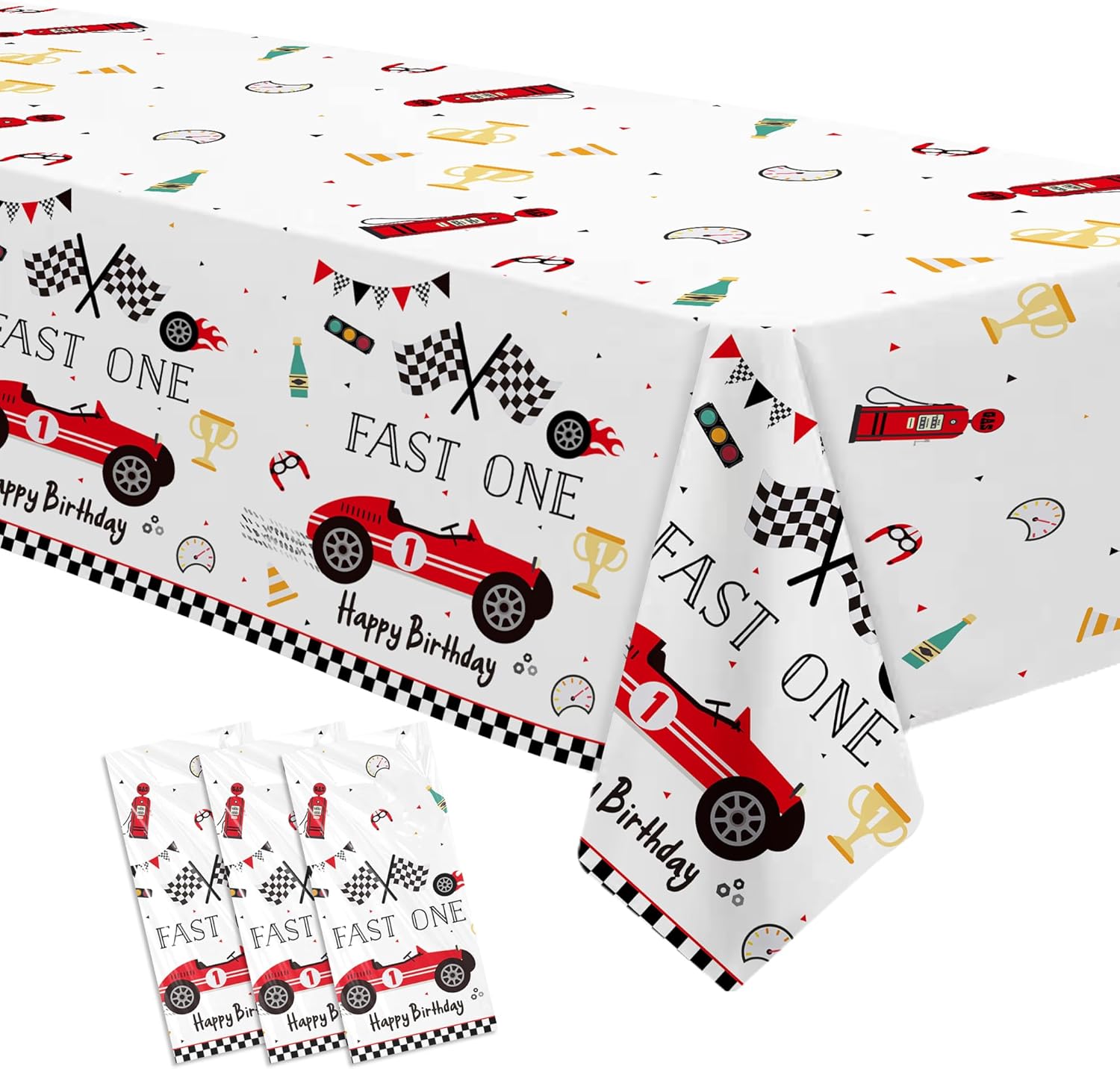 Fast One Birthday Decorations Tablecloth - 3 Pack 86in x 55in