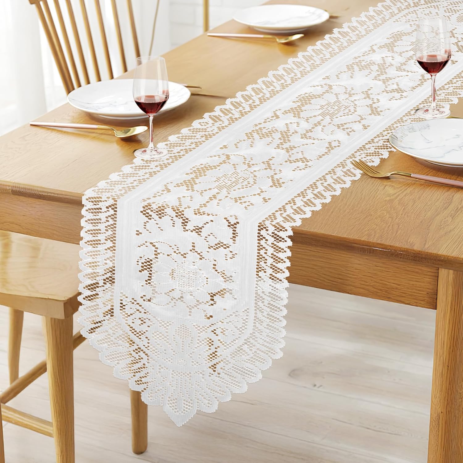 White Lace Table Runner 13x71 Inches Wedding Decor