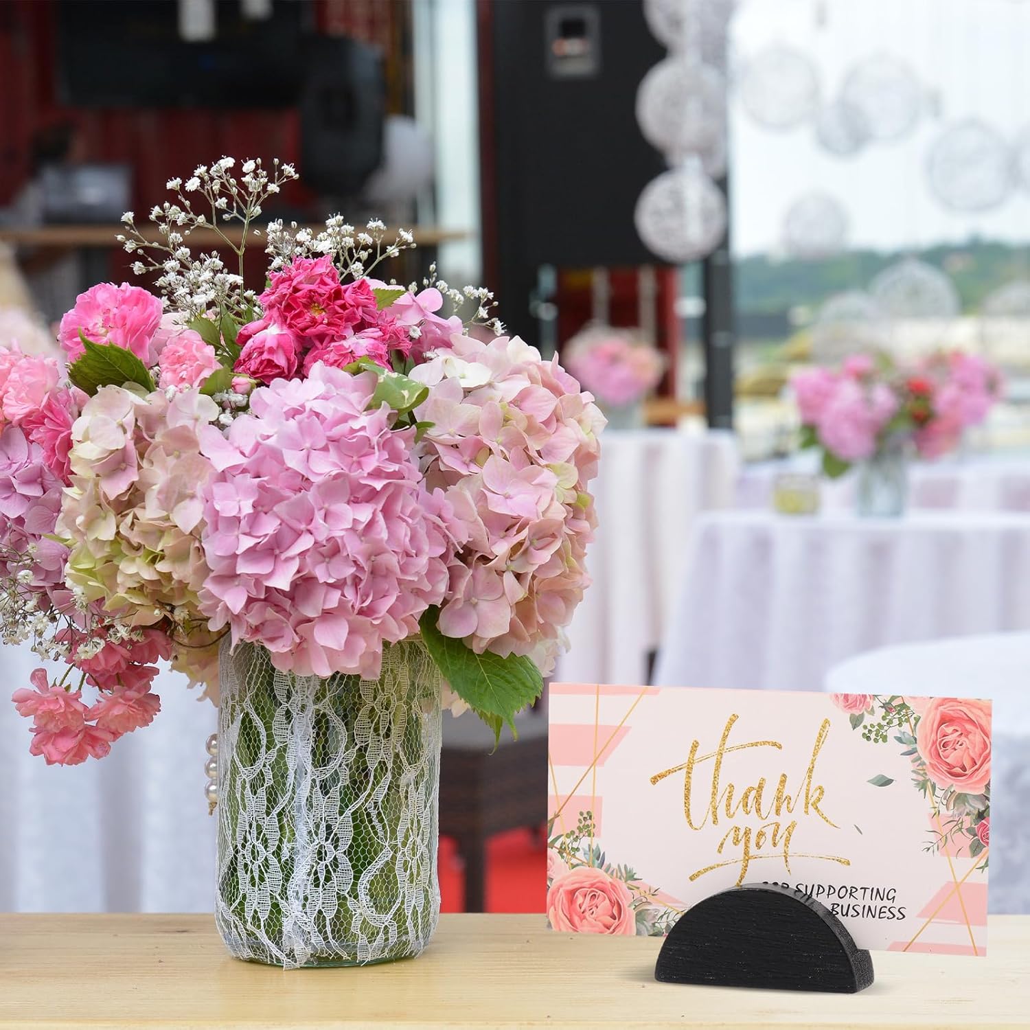 24 Pcs Black Wooden Table Name Holders