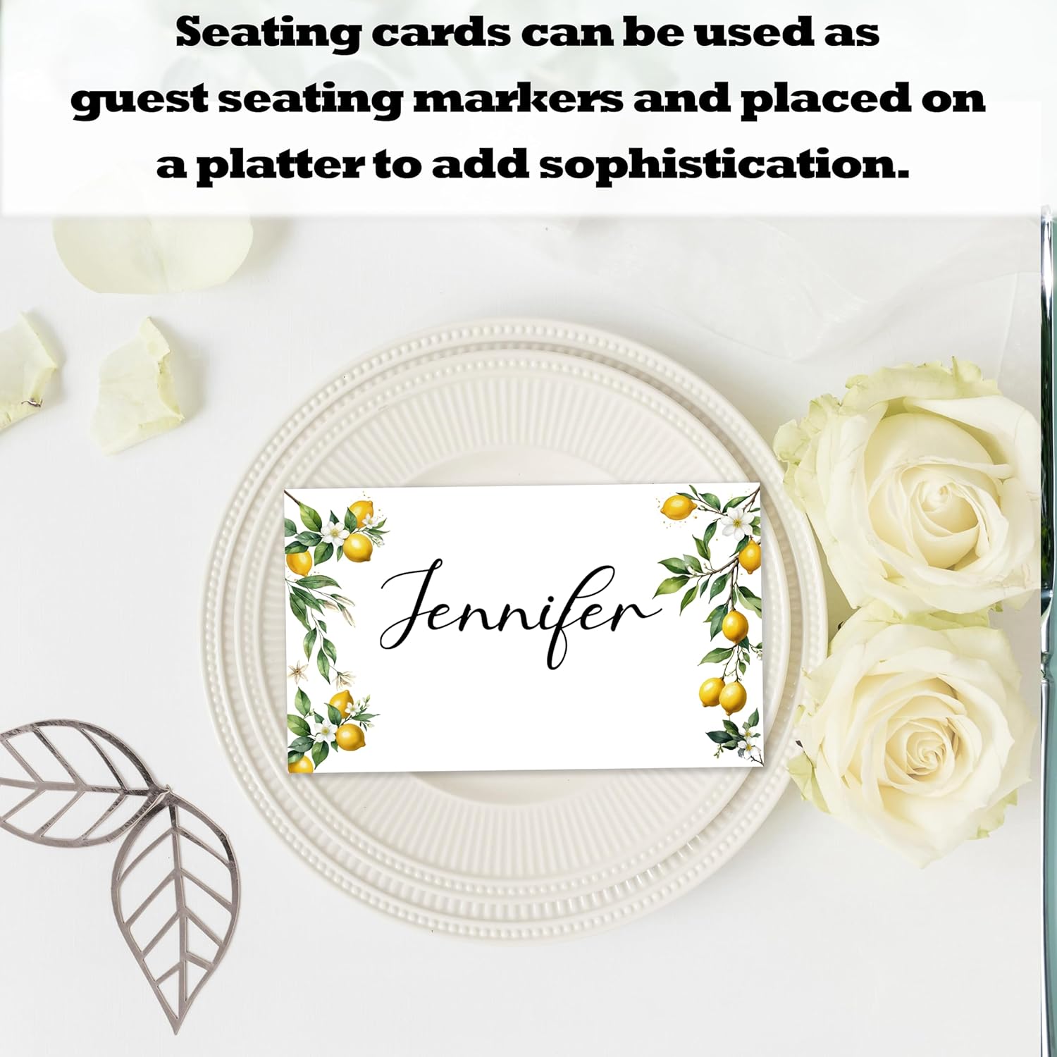 Lemon On Branch Place Cards for Girls - 25pcs Italy Yellow