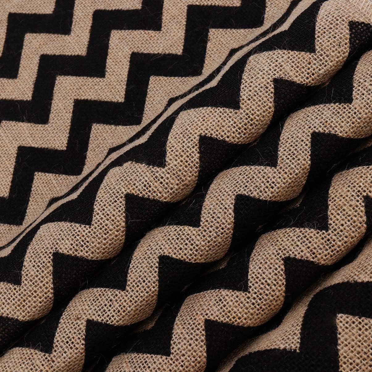 Elegant Dining Table Runners 275x30cm Burlap Linen Wave Pattern